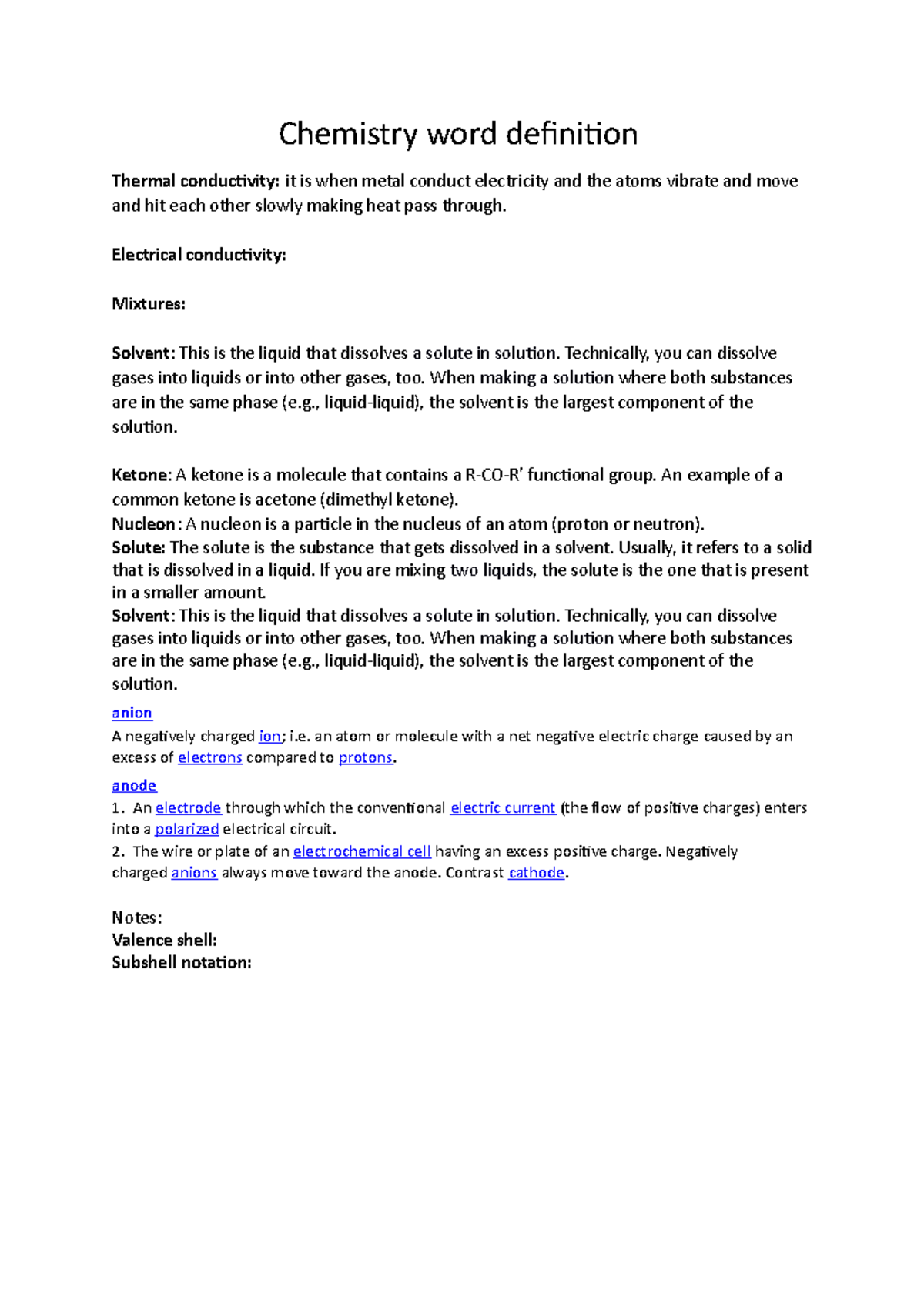 Chemistry word definition Chemistry word definition Thermal