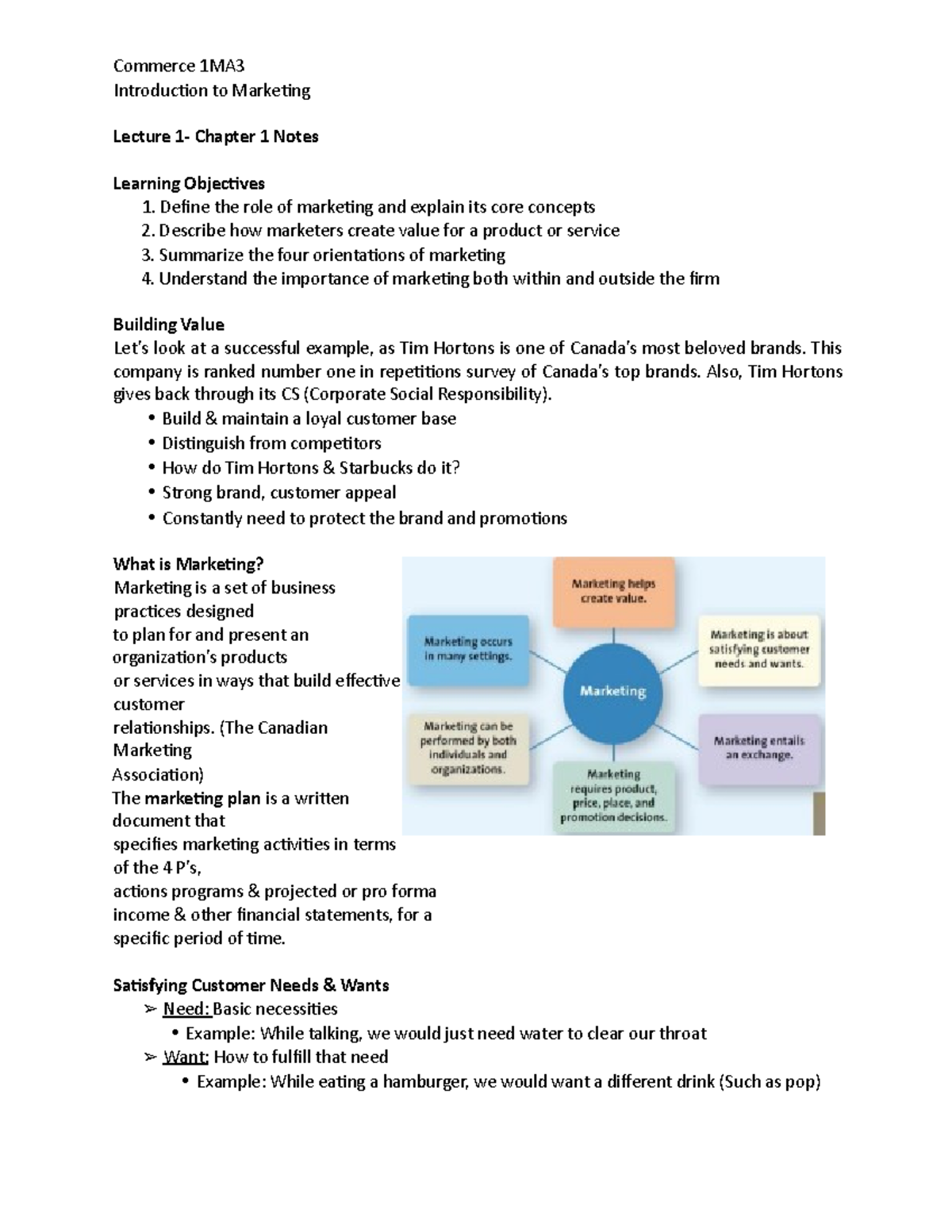 Marketing Notes - note - Commerce 1MA Introduction to Marketing Lecture ...