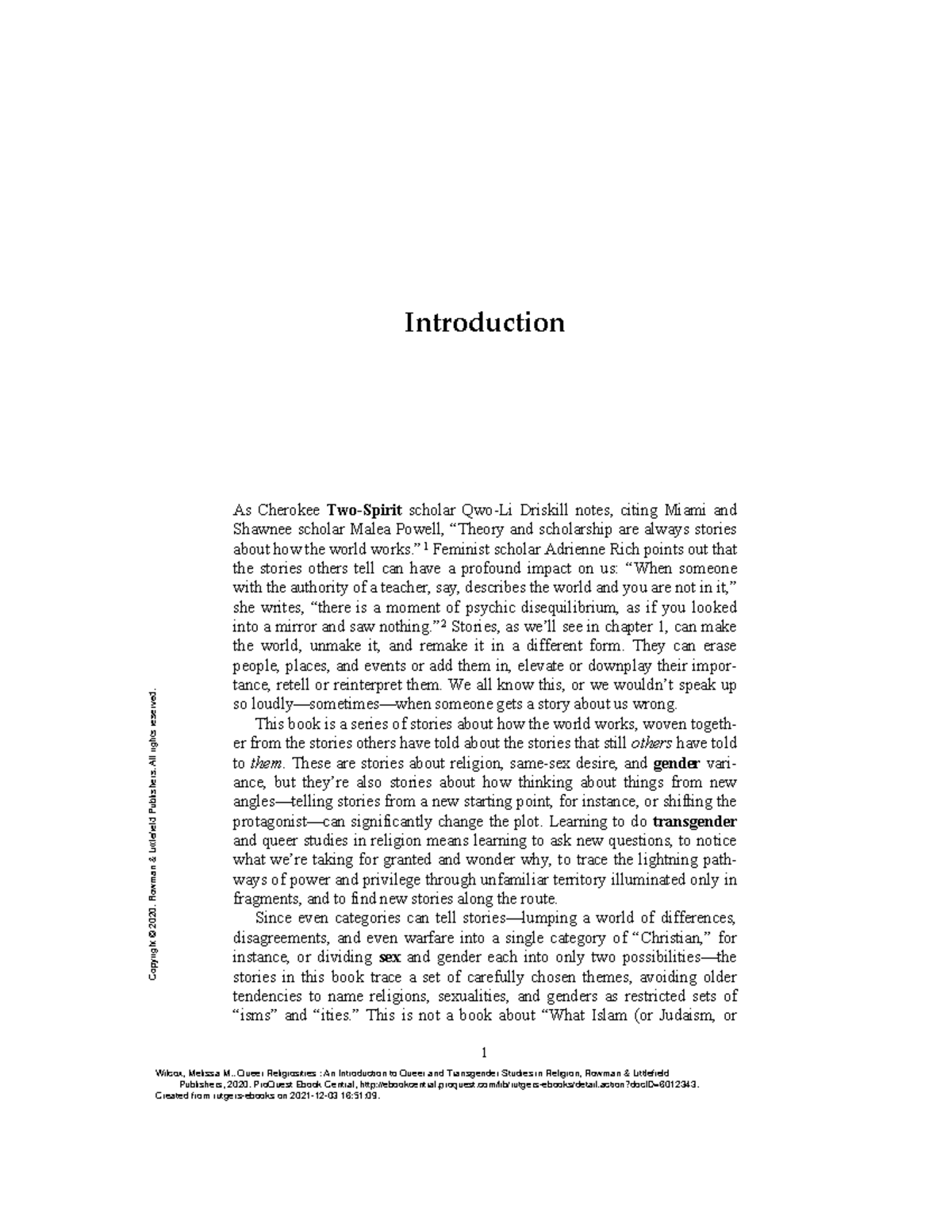 Wilcox Queer Religiosities An Introduction 1 As Cherokee TwoSpirit