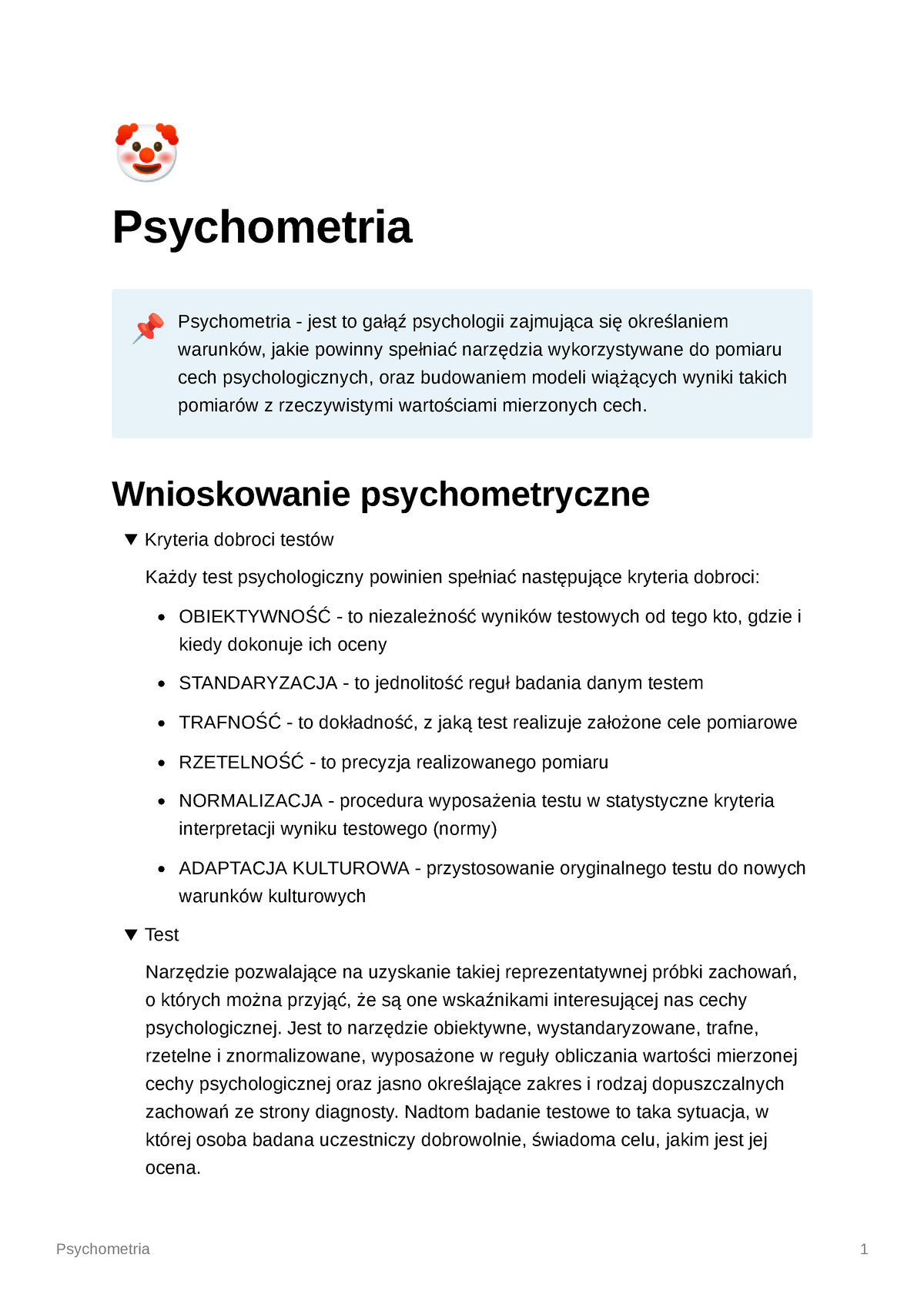 Hornowska Testy Psychologiczne Teoria I Praktyka Q Psychometria º Psychometria Jest To 1912
