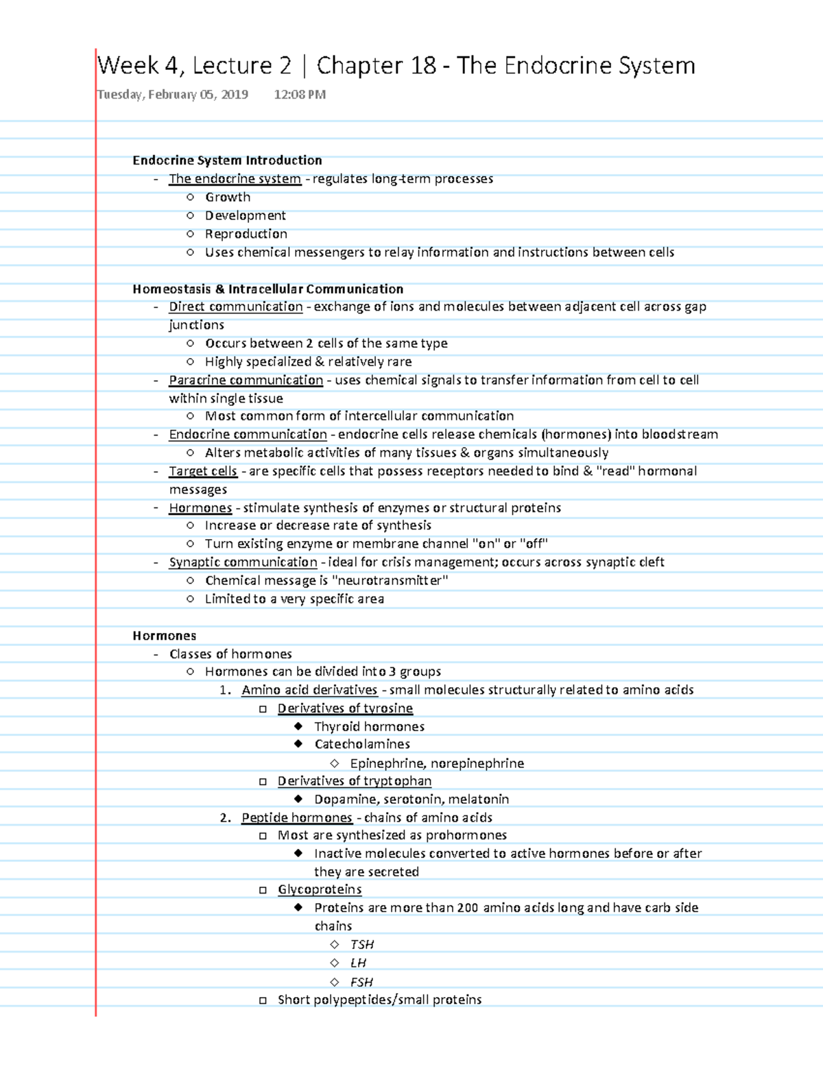 Chapter 18 - The Endocrine System - ŶĚŽĐƌŝŶĞ ^LJƐƚĞŵ /ŶƚƌŽĚƵĐƚŝŽŶ DŚĞ ...