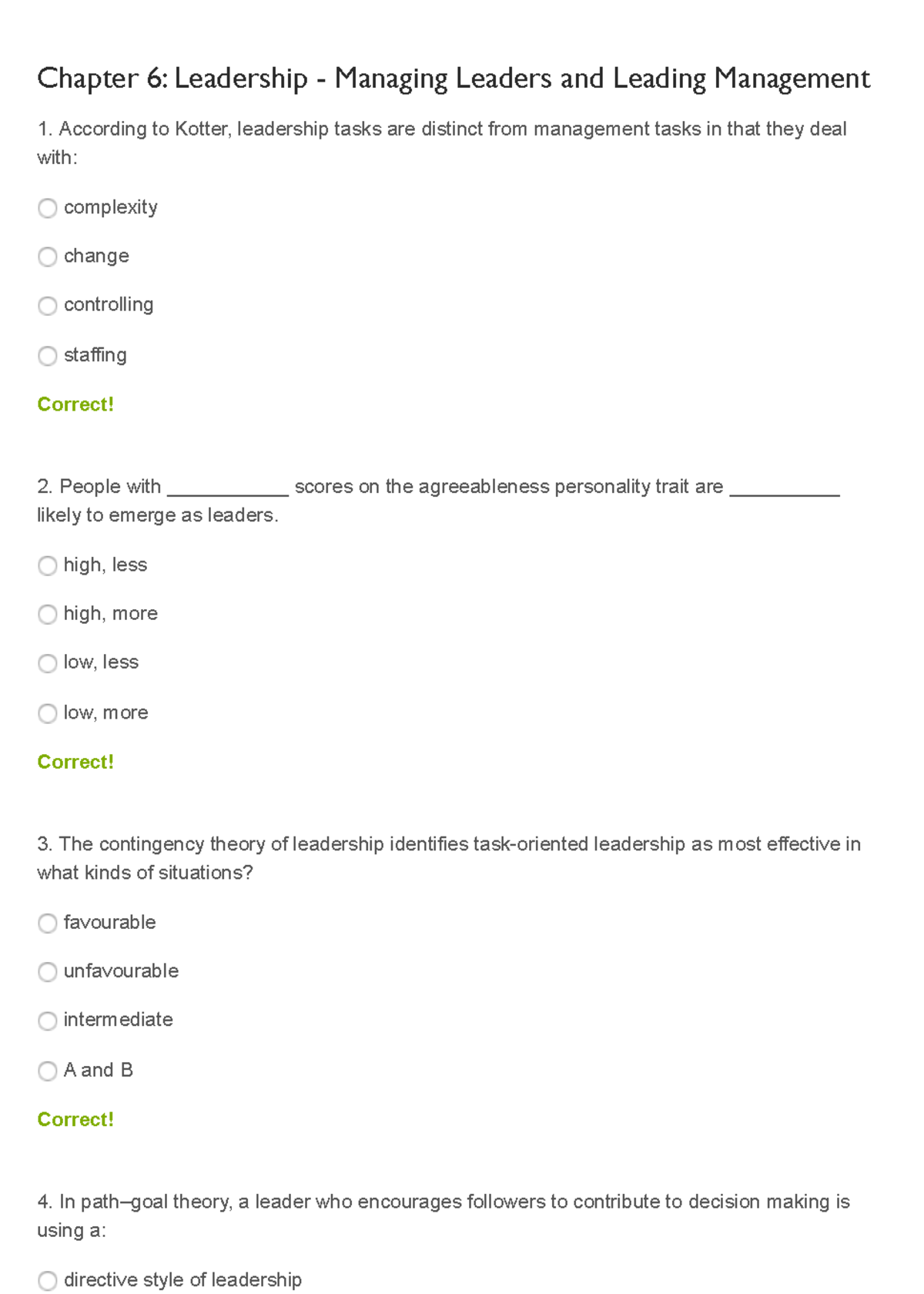 Chapter 6: Leadership - Managing Leaders and Leading Management People ...