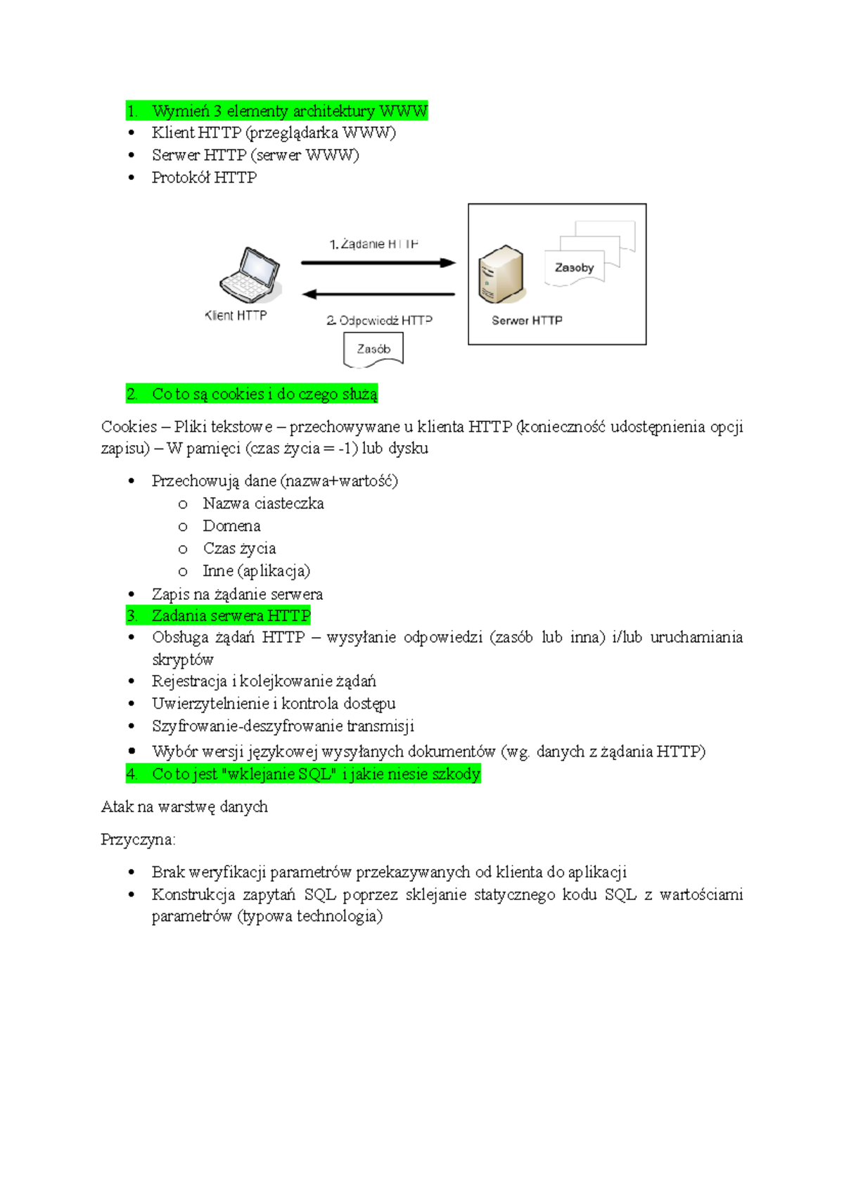 Pi TGE Exam - Wymień 3 elementy architektury WWW Klient HTTP ...