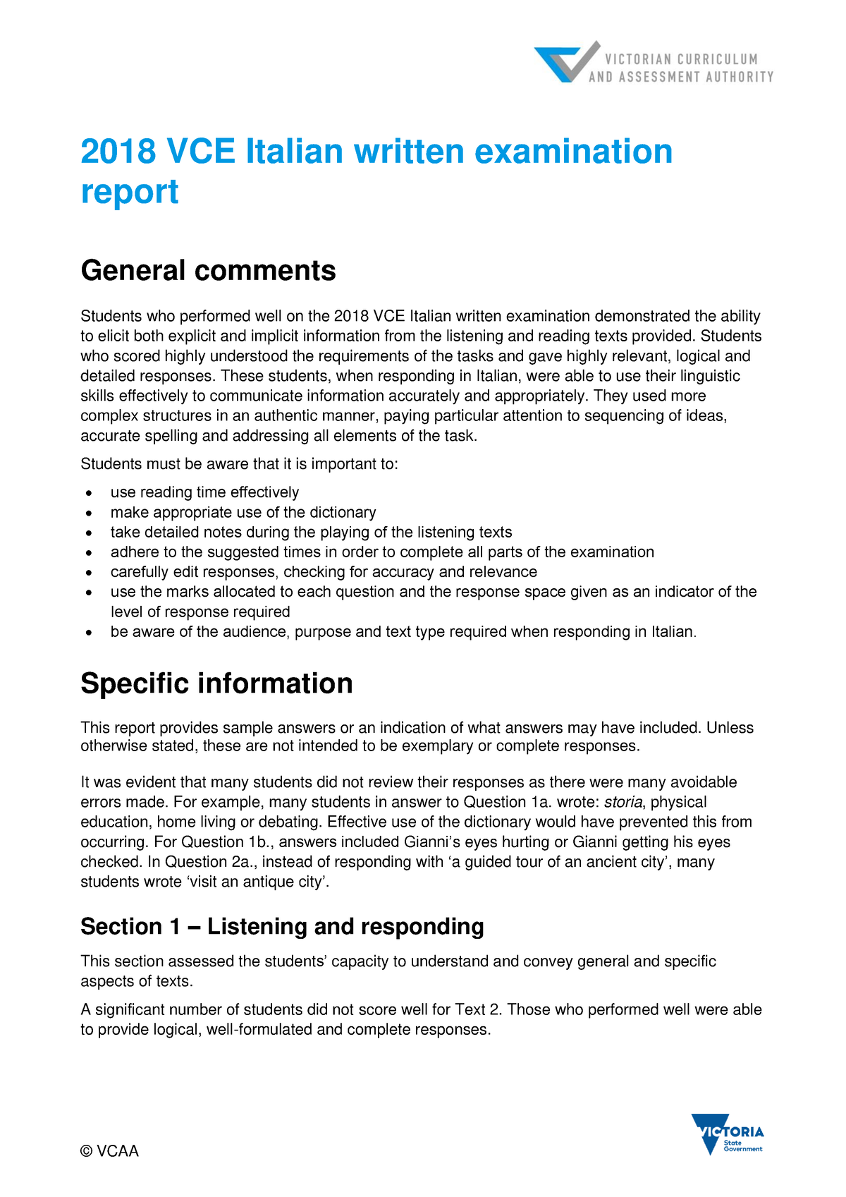 research report in italiano