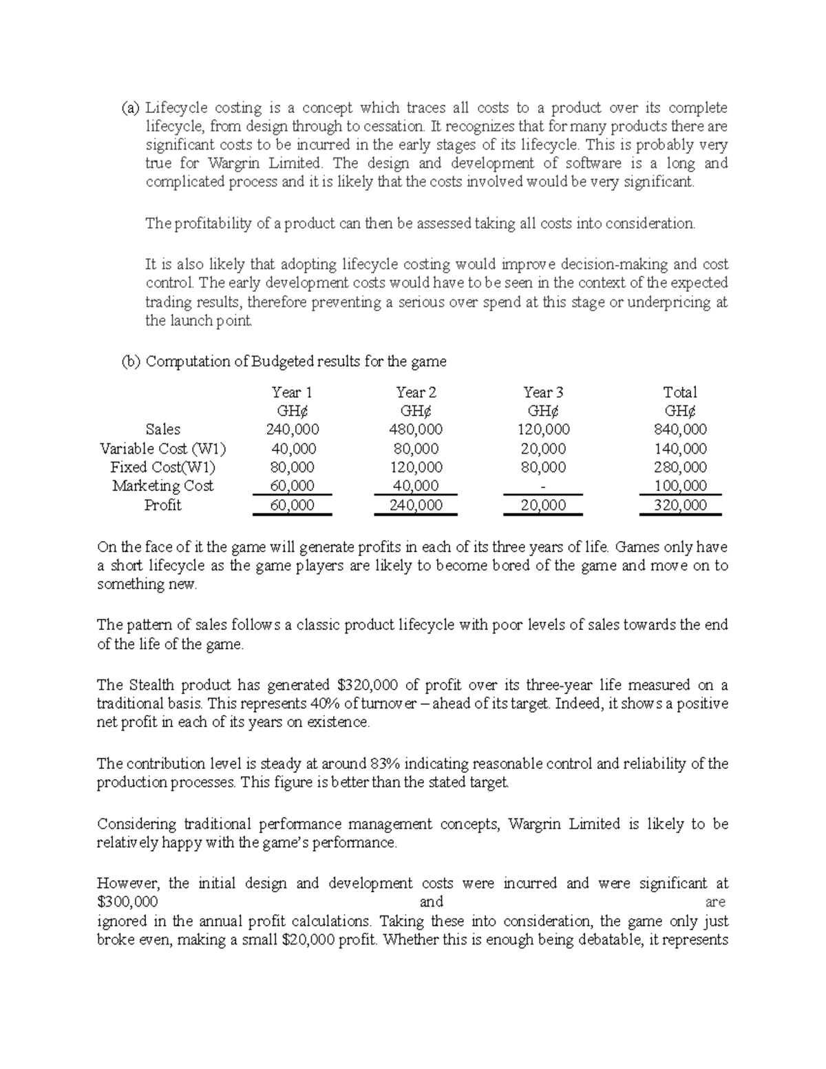 ACCA Dec 2008 Life Cycle Costing a Lifecycle Costing Is A Concept