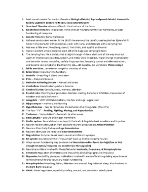 Abnormal Psychology Exam 1 Study Guide - Describe one example of a ...