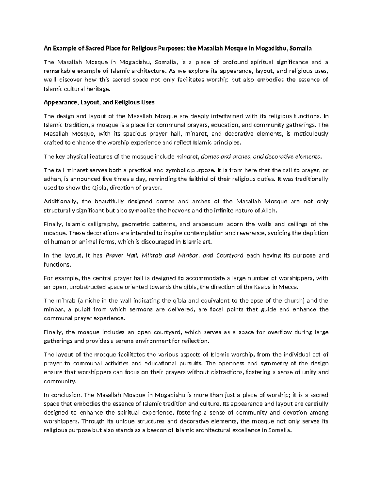 DF3 - Well-written DF assignment - An Example of Sacred Place for ...