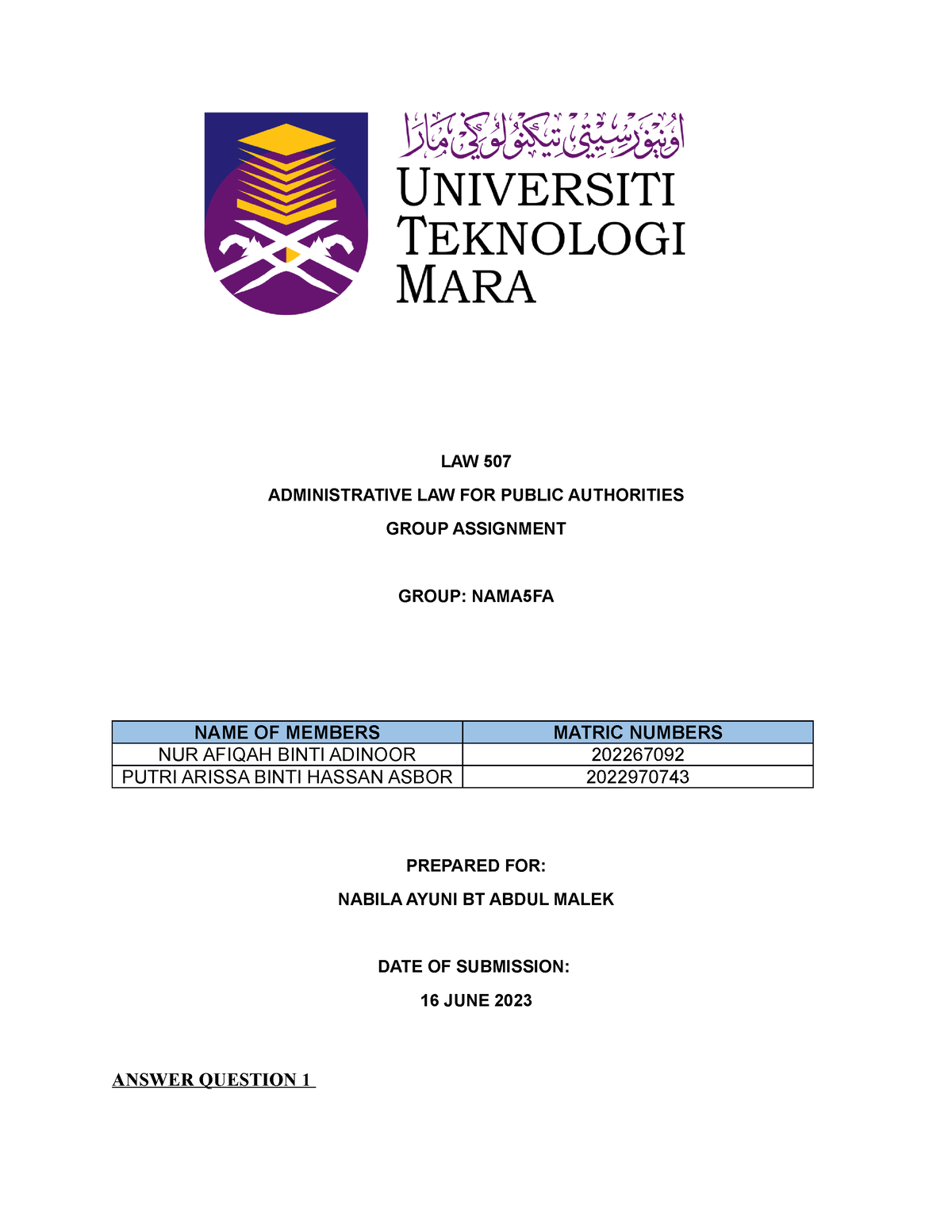 assignment real estate law uthm