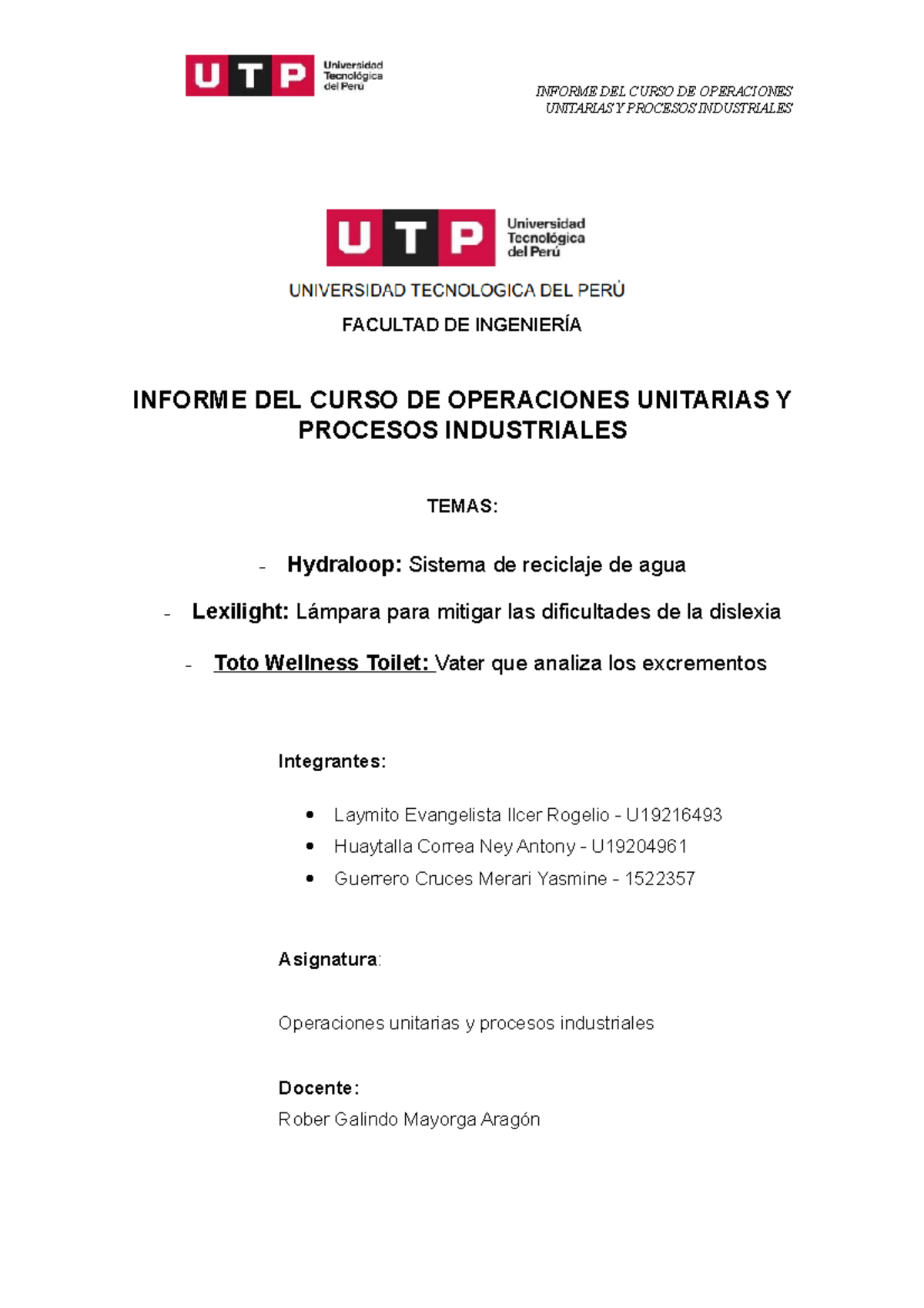 OP. Uni. Tarea - Operaciones Unitarias - UNITARIAS Y PROCESOS ...