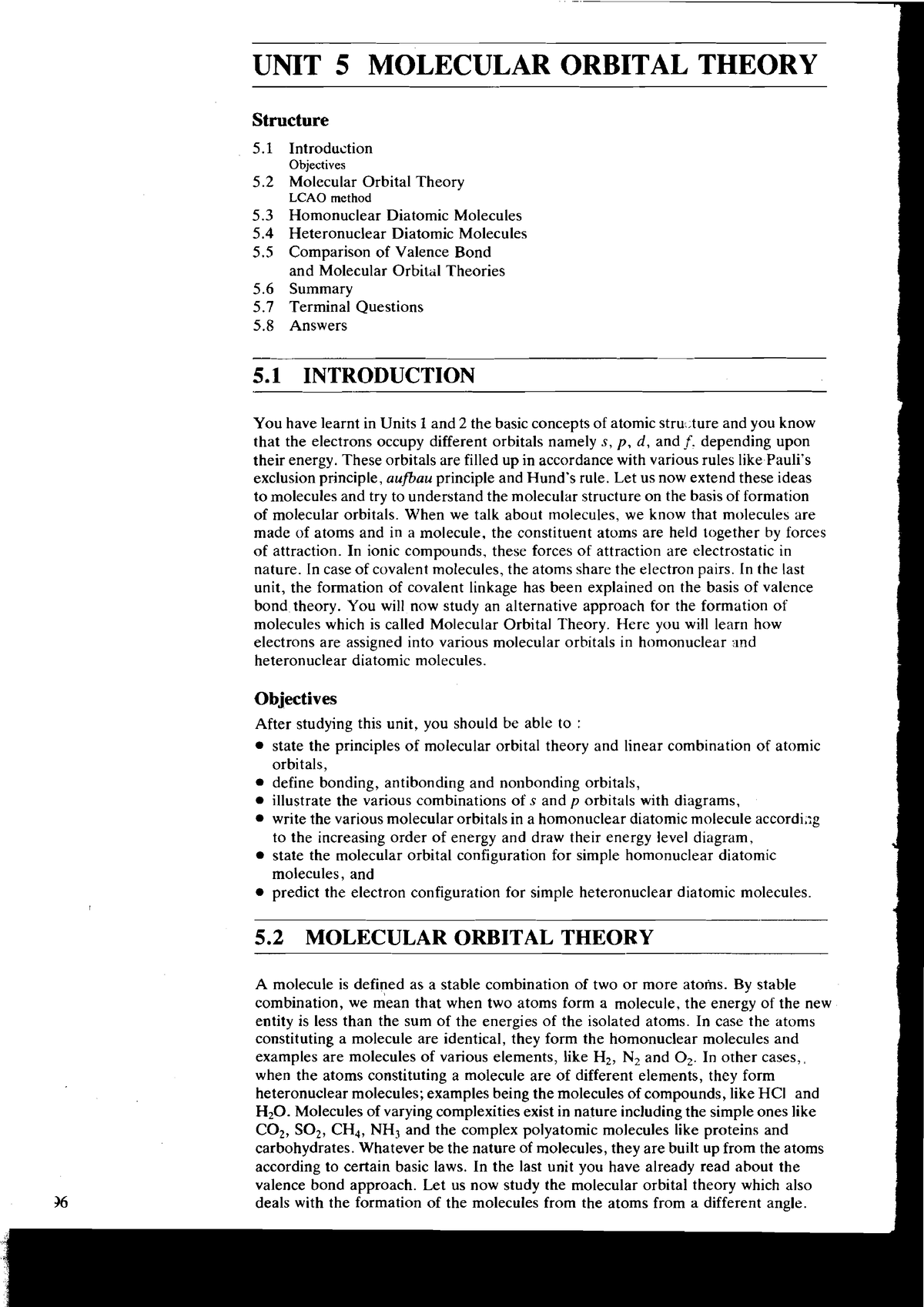 Inorganic Chemistry Atomic Structure Molecular Orbital Theory - UNIT 5 ...