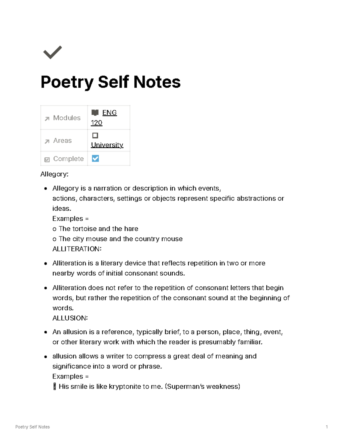 Poetry Self Notes - Poetry Self Notes Modules ENG 120 Areas University ...