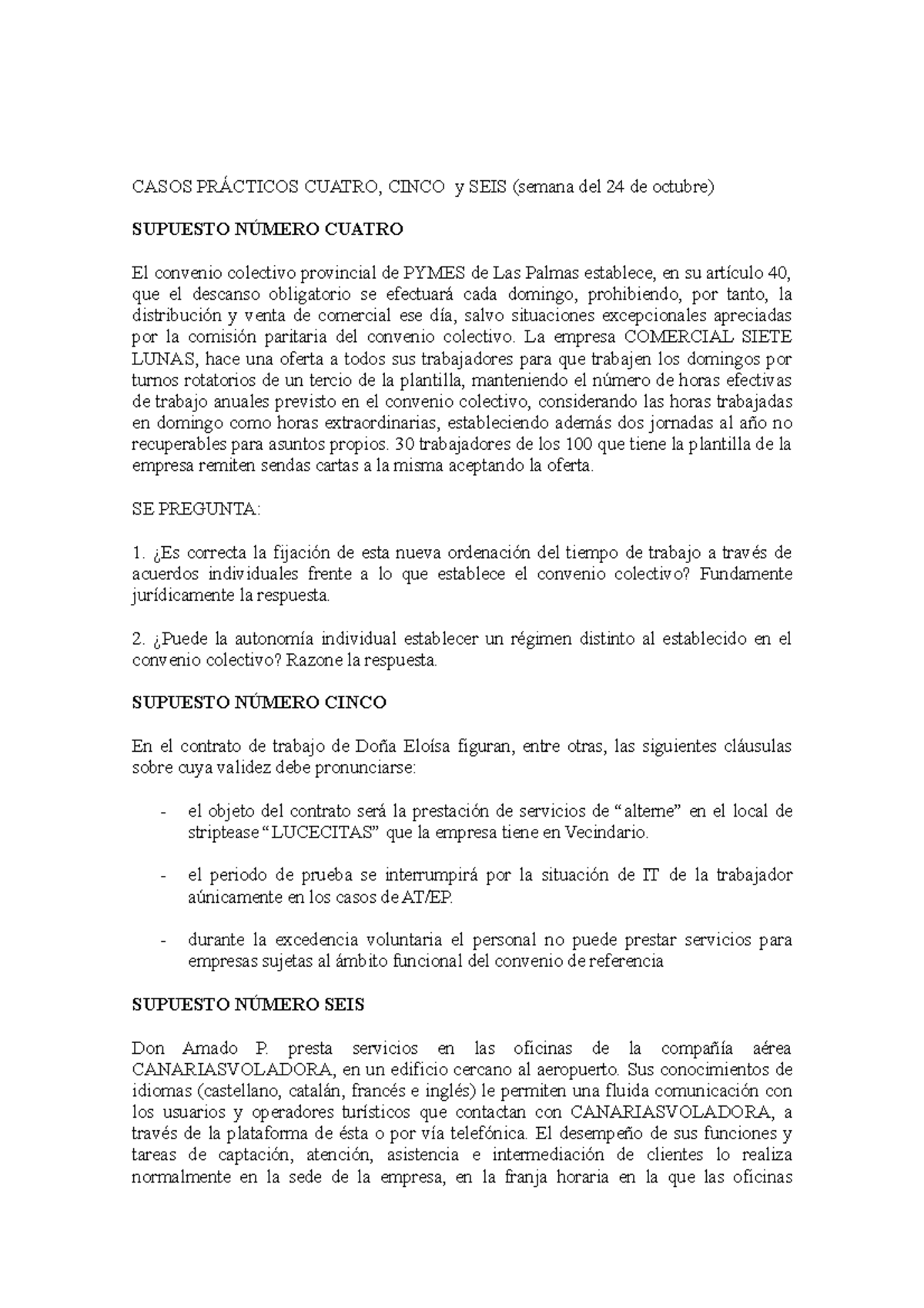 Casos PR Cticos Cuatro, Cinco Y SEIS - CASOS PRÁCTICOS CUATRO, CINCO Y ...