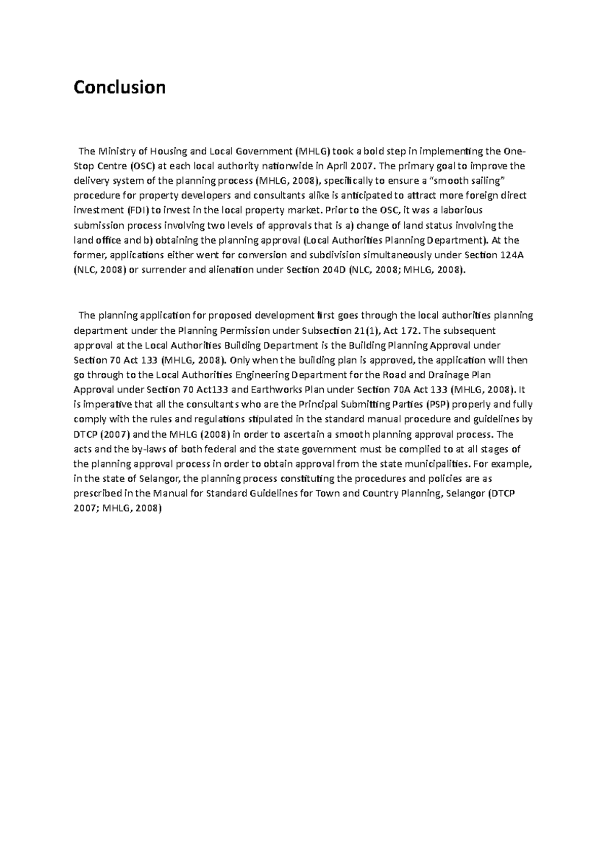 Conclusion - notes and practices - Conclusion The Ministry of Housing ...