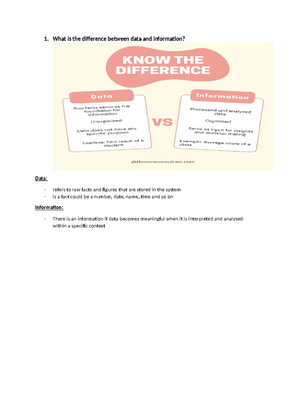 Accounting Database - 1. What is the difference between data and ...