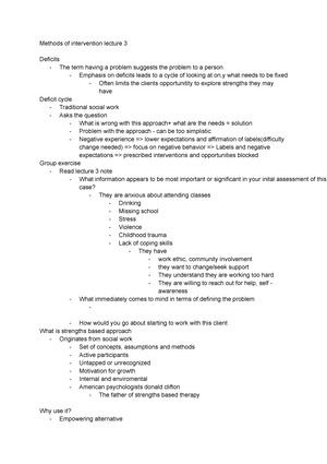 SSW Methods of Intervention Notes - HMNS 10097 - Mohawk College - Studocu