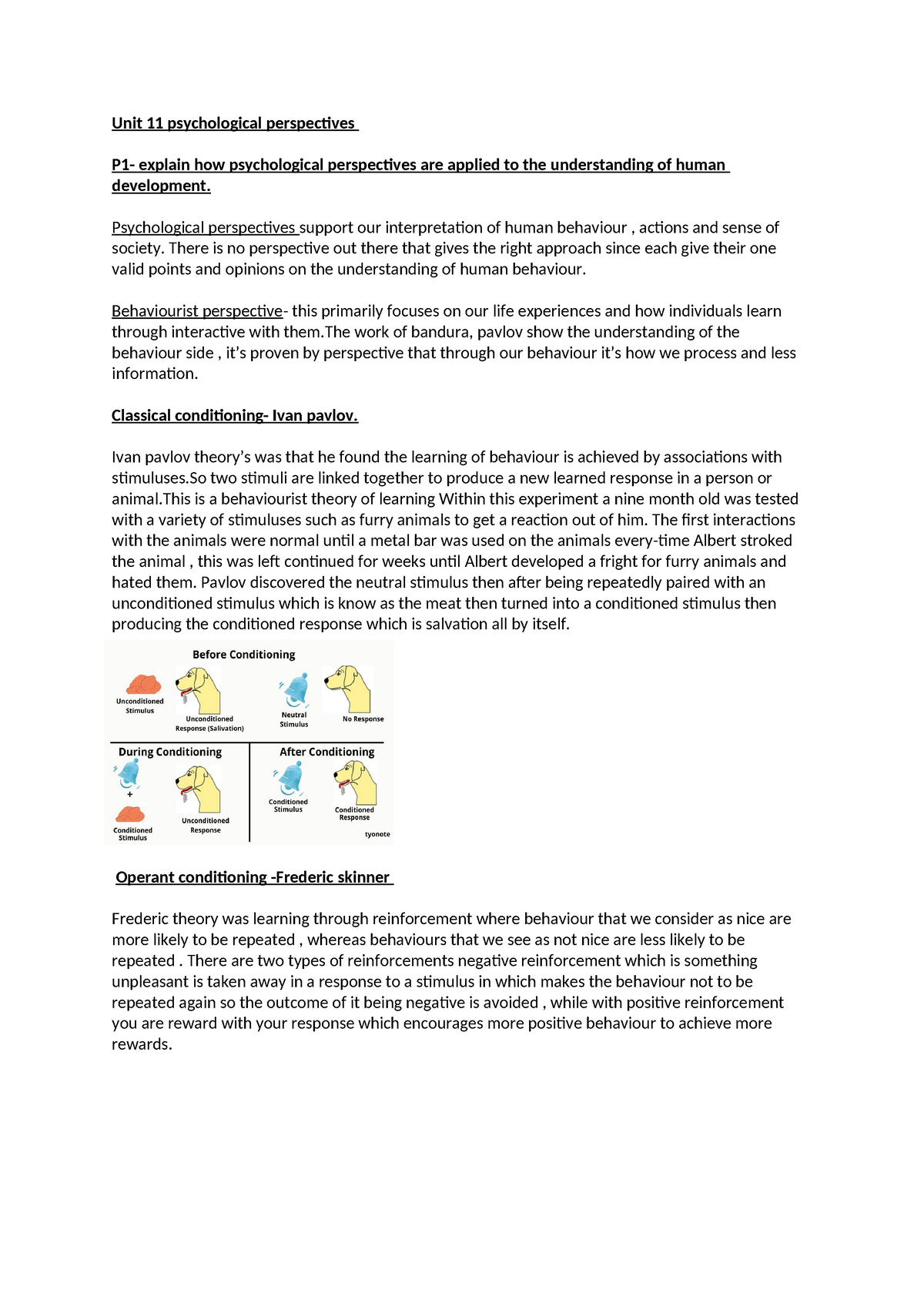 Unit 11 - Dfggfssrfg - Unit 11 Psychological Perspectives P1- Explain ...