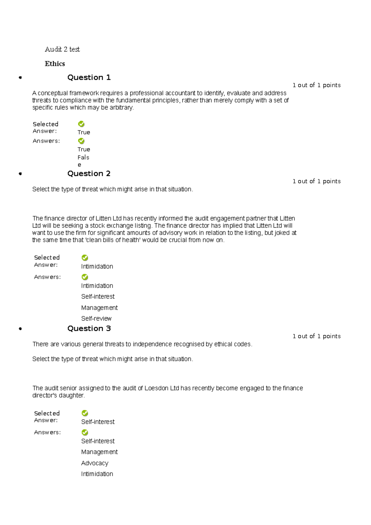 Audit 2 test - short notes for study purpose, fighting for exam ...