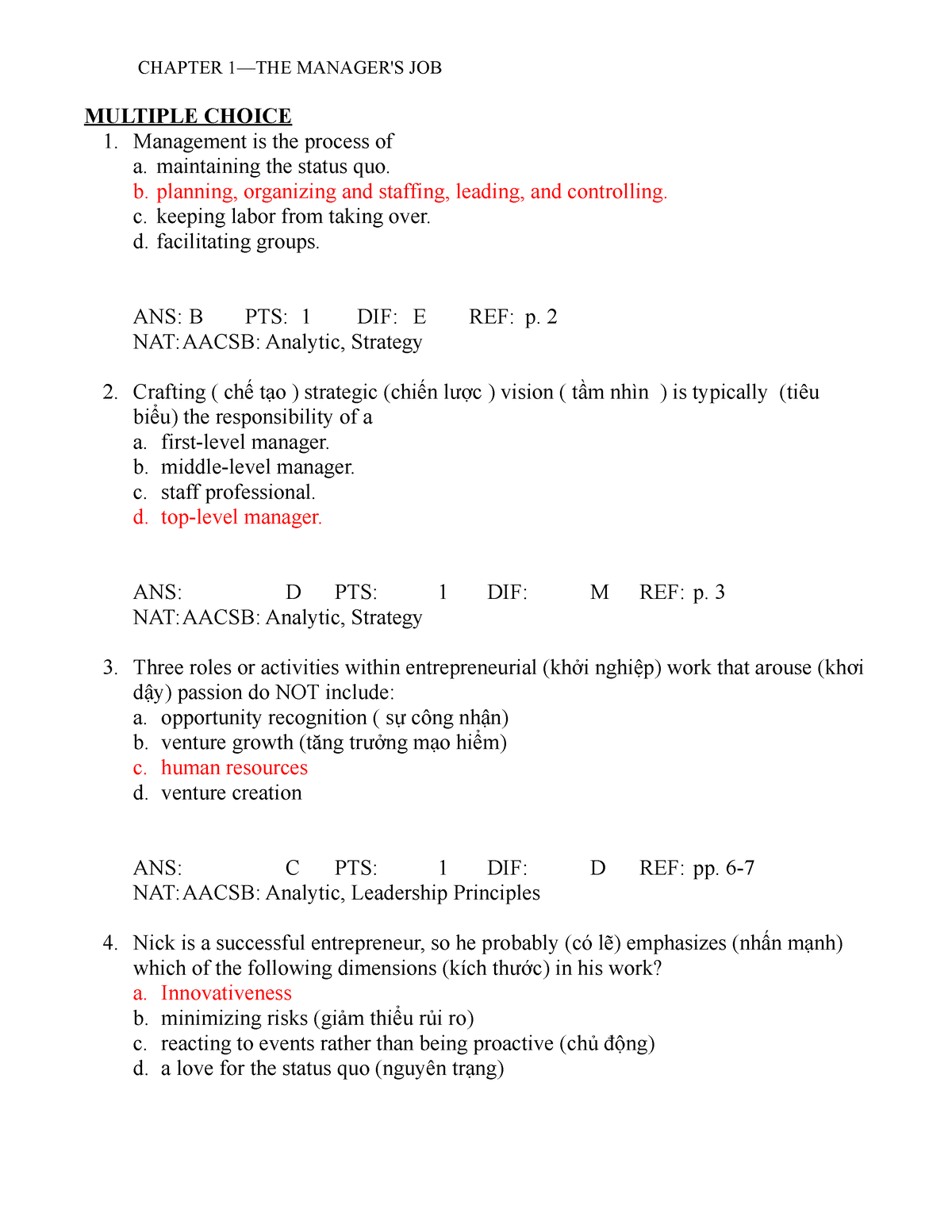 MGT101-Test-Bank - Mgt - CHAPTER 1—THE MANAGER'S JOB MULTIPLE CHOICE 1 ...