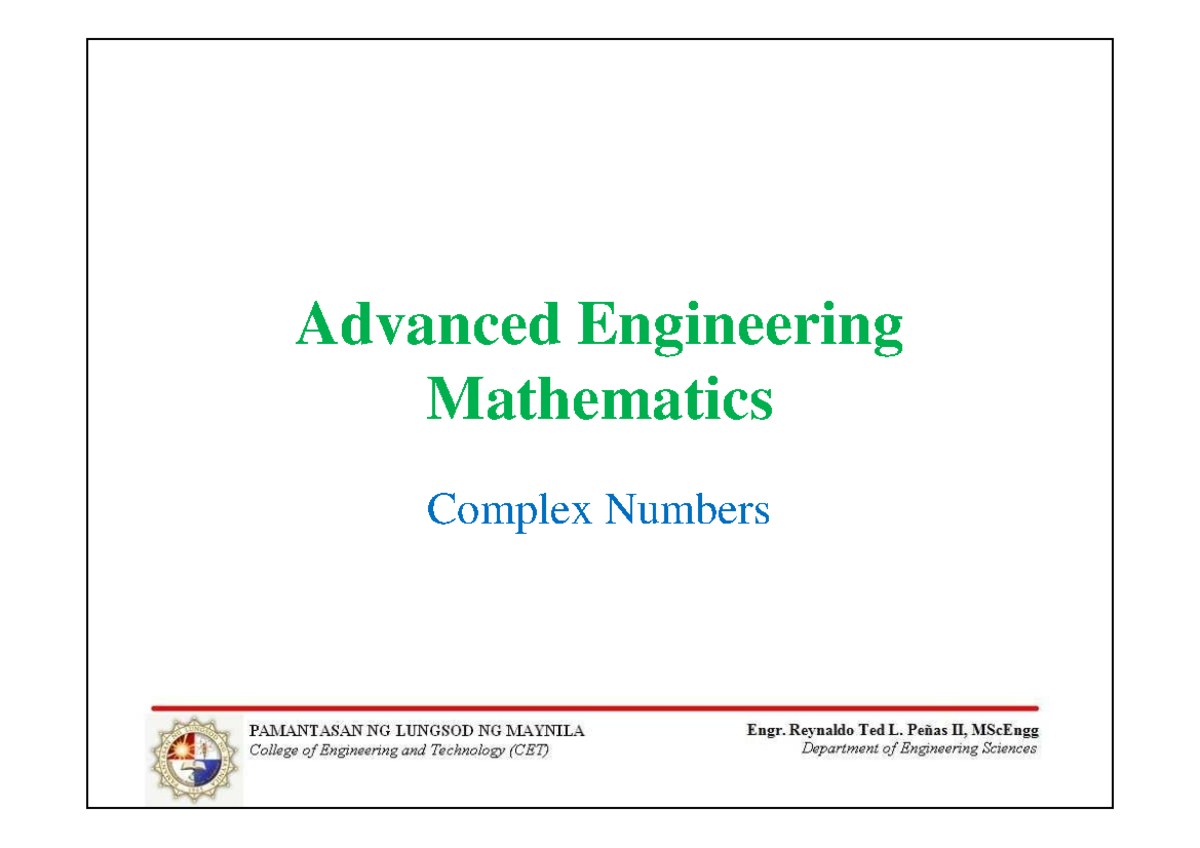 Complex Numbers-converted - Advanced Engineering Mathematics Complex ...