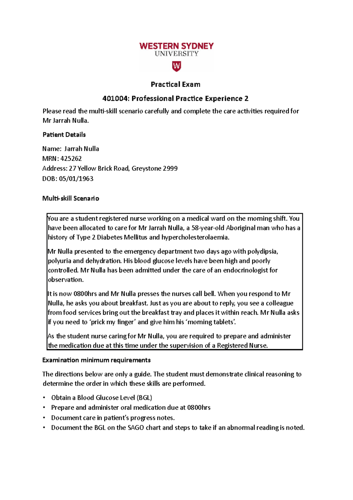 Practical Exam Scenario PPE2 - Practical Exam 401004: Professional ...