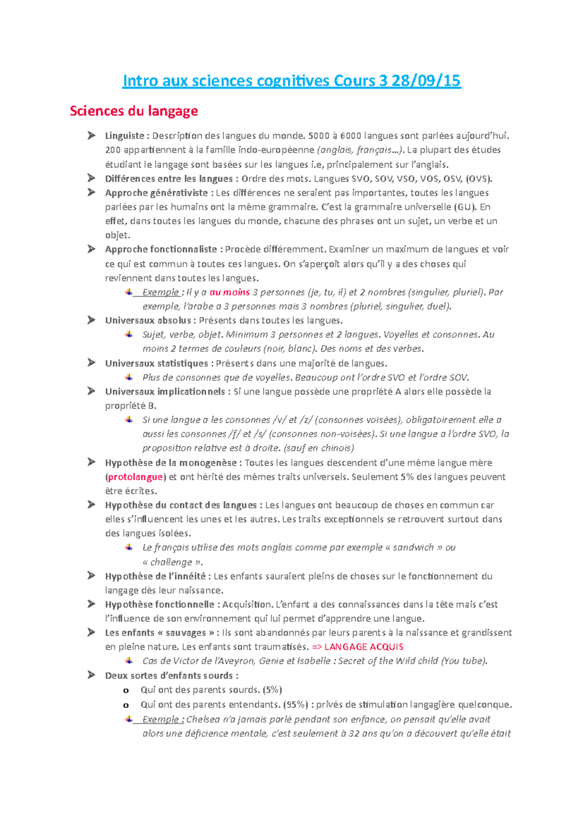 3 - Sciences du langage - Notes de cours 3 - Intro aux sciences ...