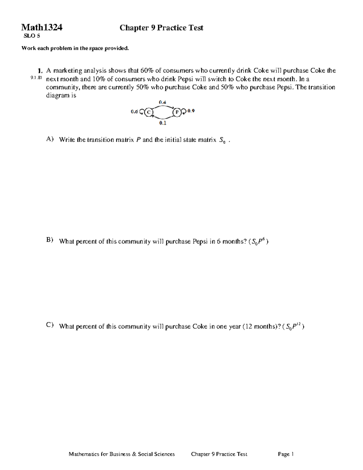 Ch9Practice Test doc - Mathematics for Business & Social Sciences ...