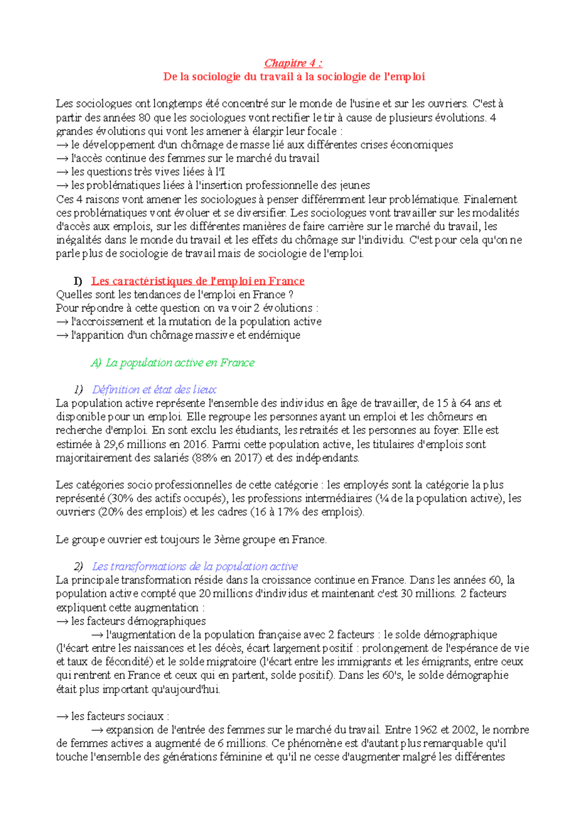 Quelles Mutations Du Travail Et De L emploi Dissertation De la sociologie du travail à la sociologie de l'emploi - C'est à partir  des années 80 que les - Studocu