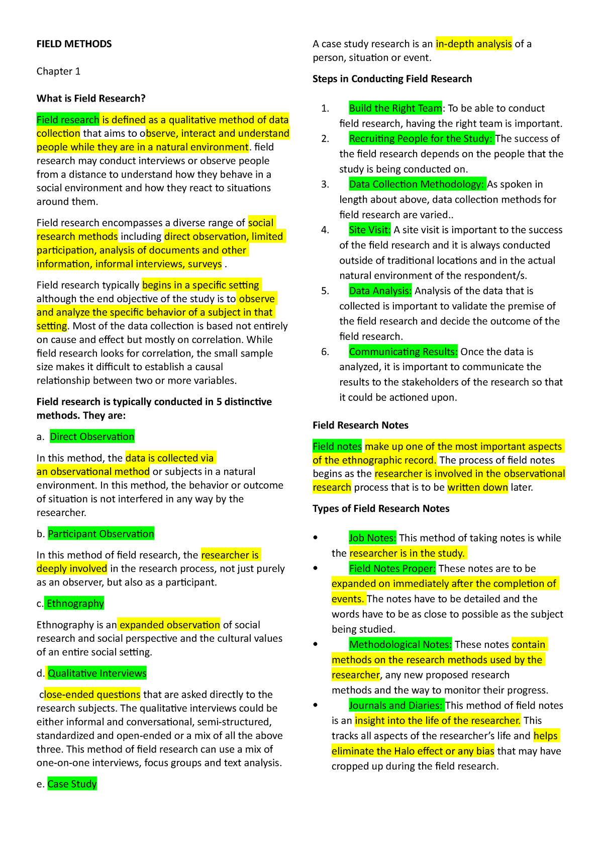 Field Methods Hgdh FIELD METHODS Chapter 1 What Is Field Research 