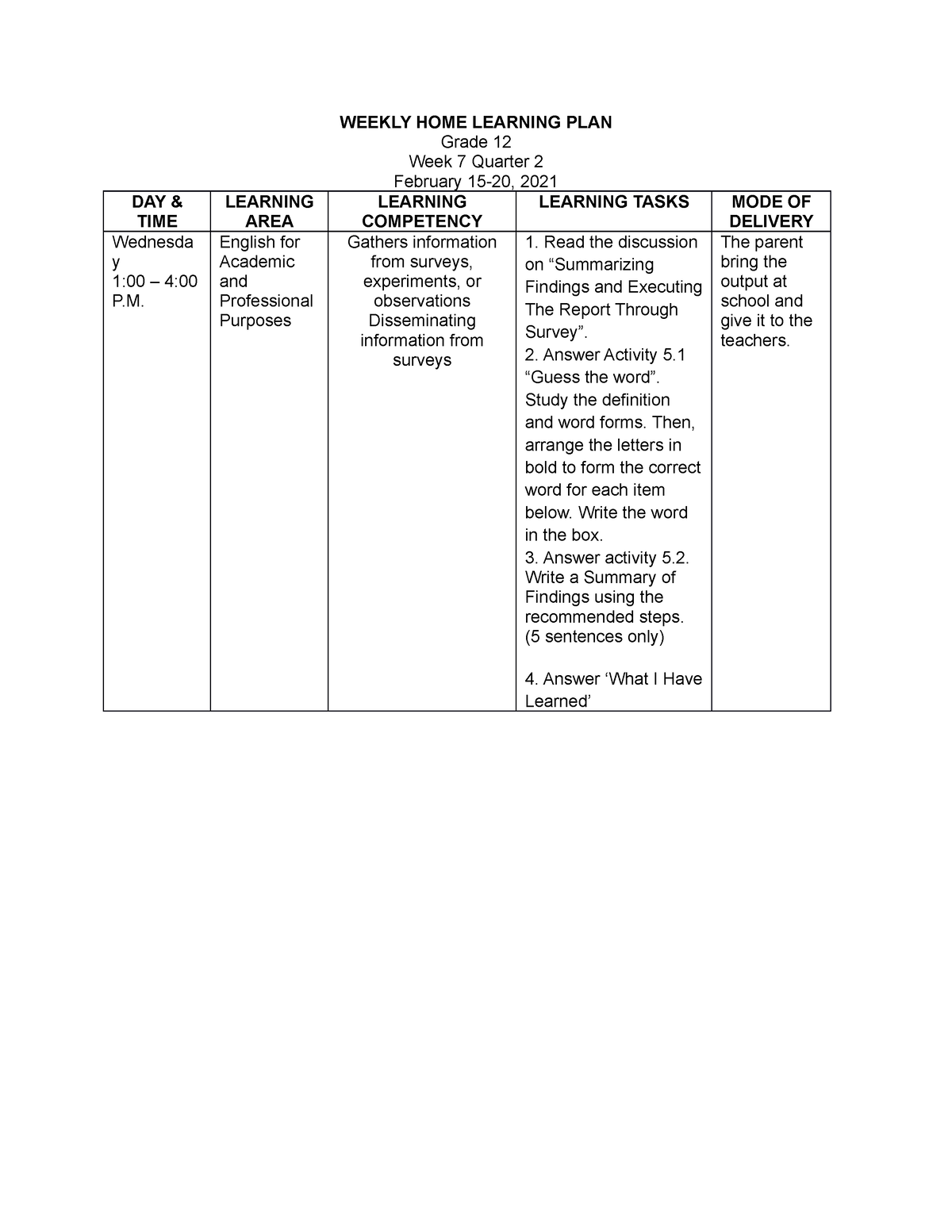 Grade 6 Updated Weekly Home Learning Plan Whlp Quarter 4 Week 5 Vrogue 7094