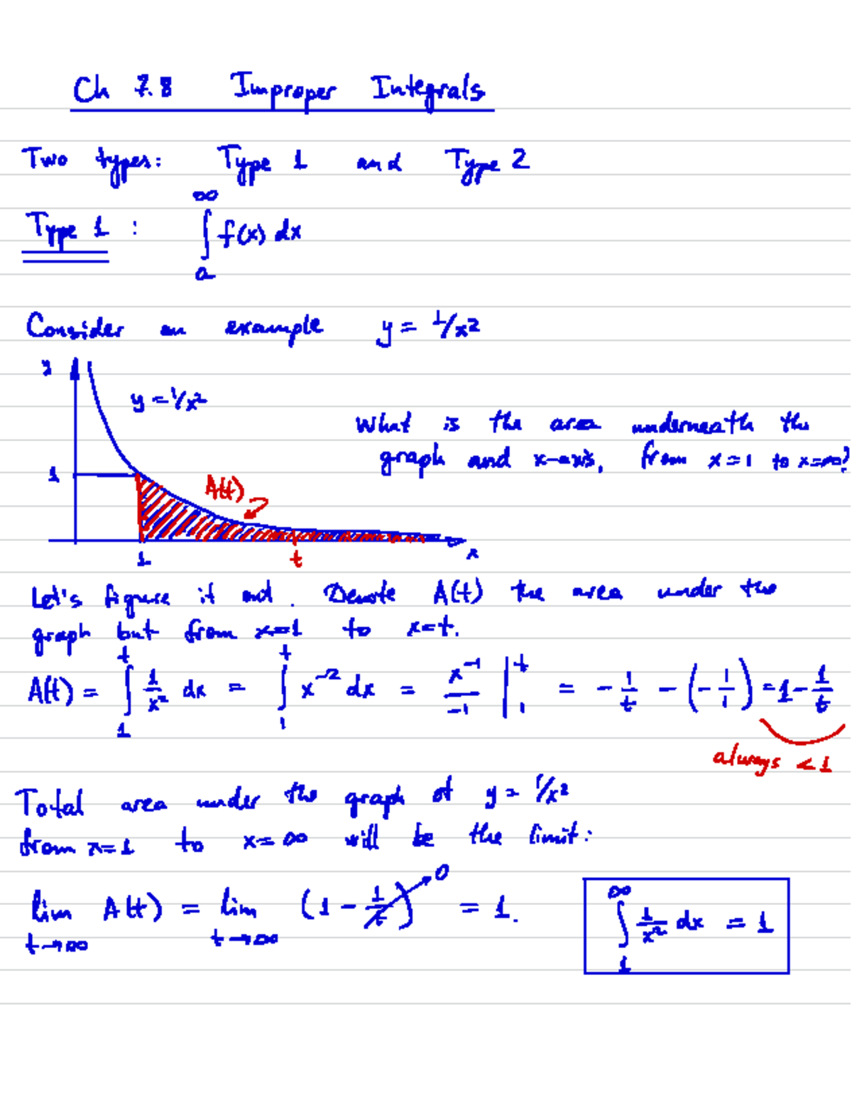 7.8 Improper Integrals - Ch 7 Improper Integrals Two types : Type L and ...