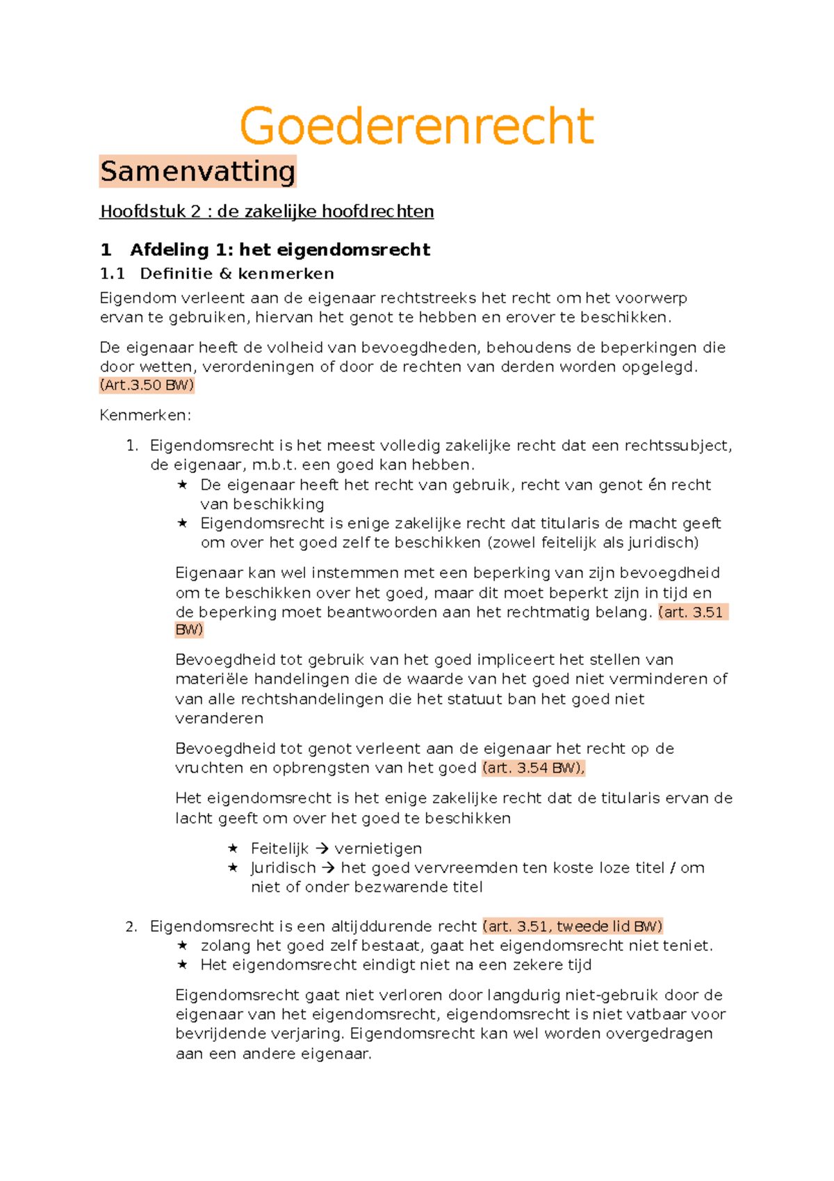 Samenvatting Zakenrecht Hoofdstuk 2 (gebasseerd Op PPT & Het Boek ...