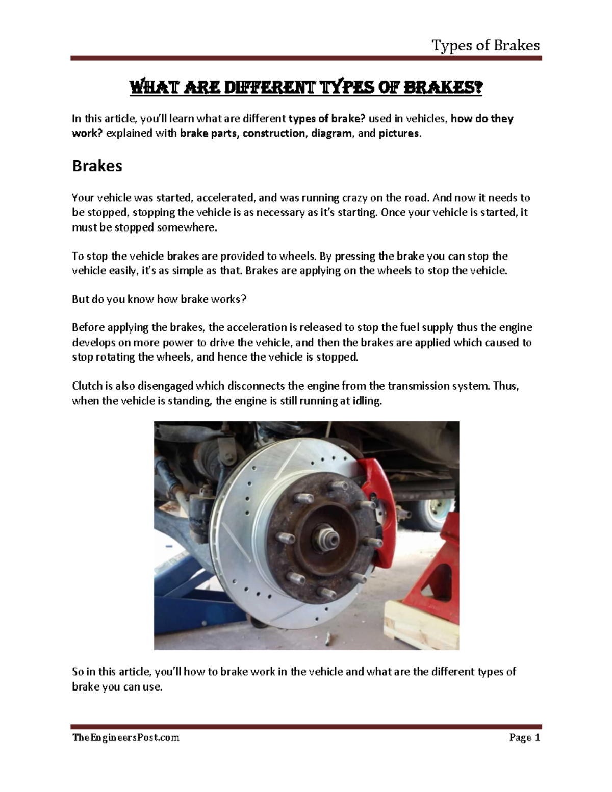 Brakes Power Mechanics Material What Are Different Types Of 