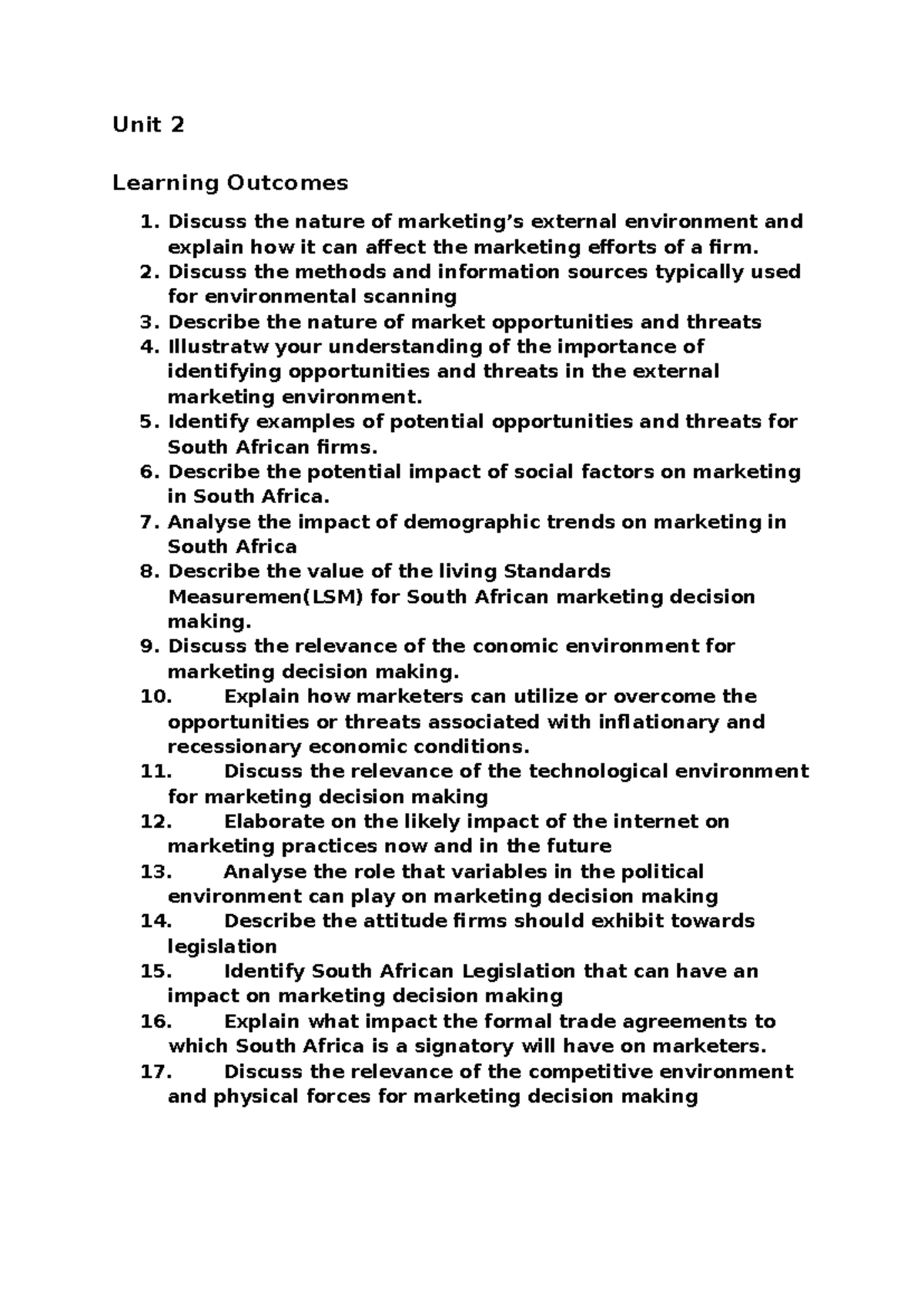 Unit 2 A Summary Of The Second Chapter Of Marketing Management Unit