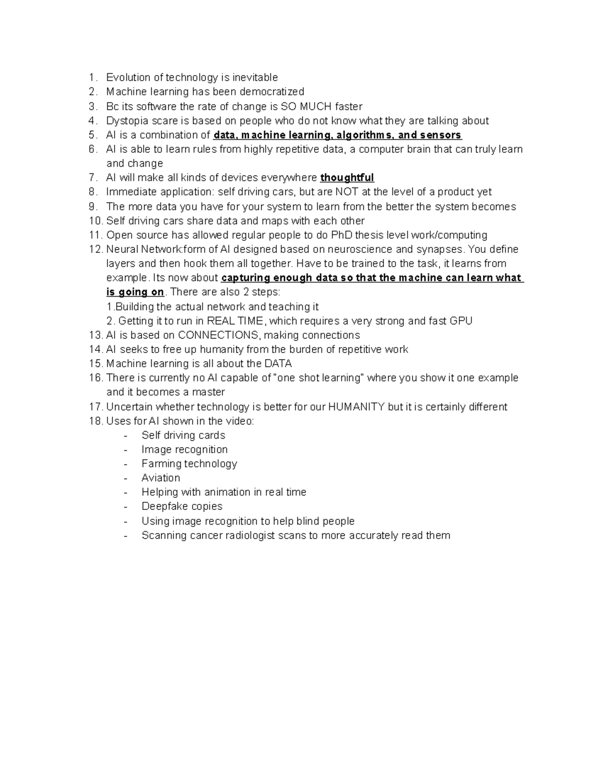 14 - Machine Learning Video Notes - Evolution of technology is ...