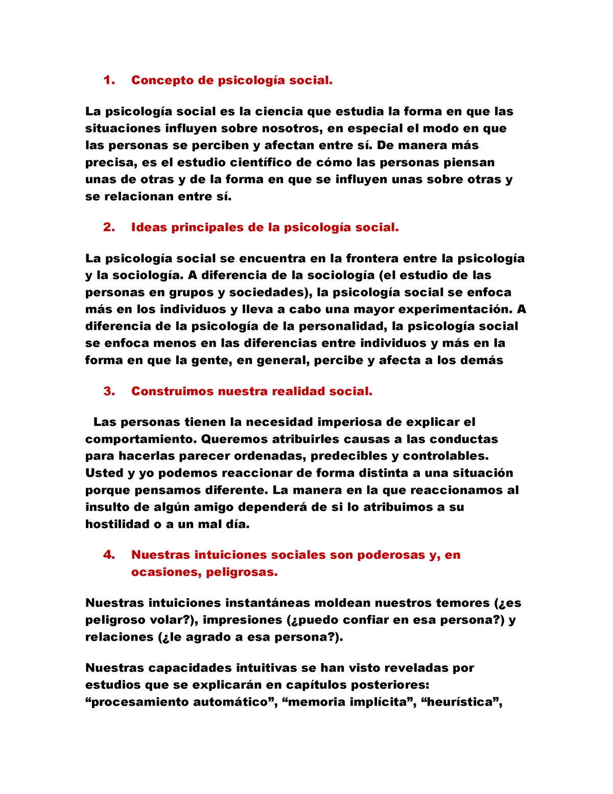 Psicología Social Unidad 1 Resumen - Concepto De Psicología Social. La ...