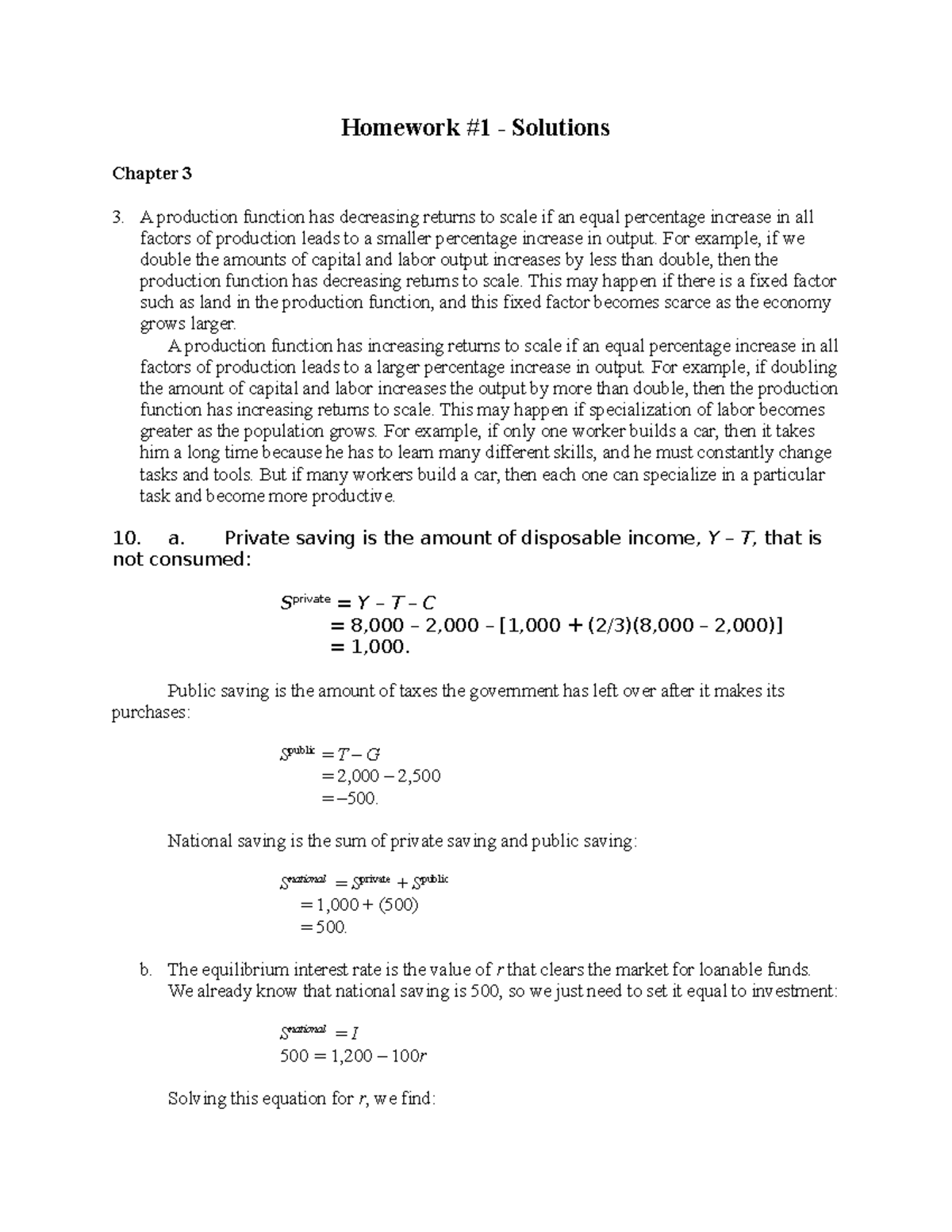Homework 1 - Solutions - Homework #1 - Solutions Chapter 3 A production ...