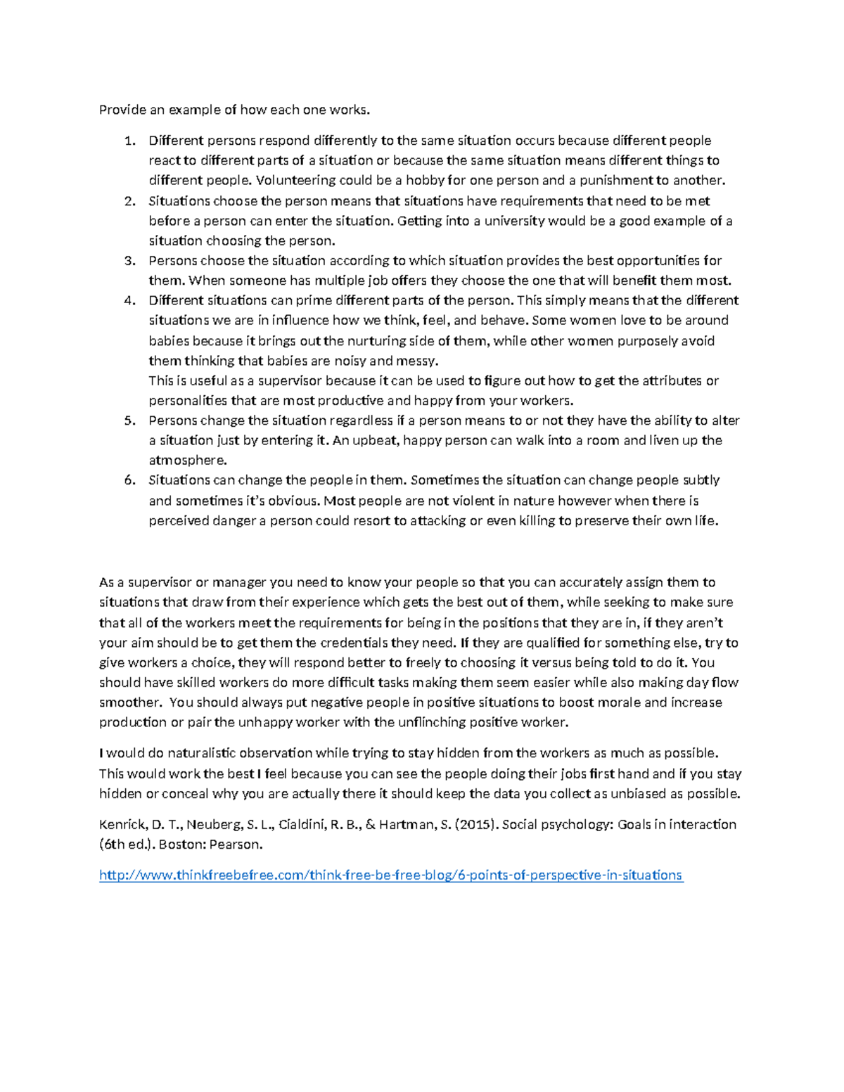 M1A3 Person-Situation Interaction - Provide an example of how each one ...
