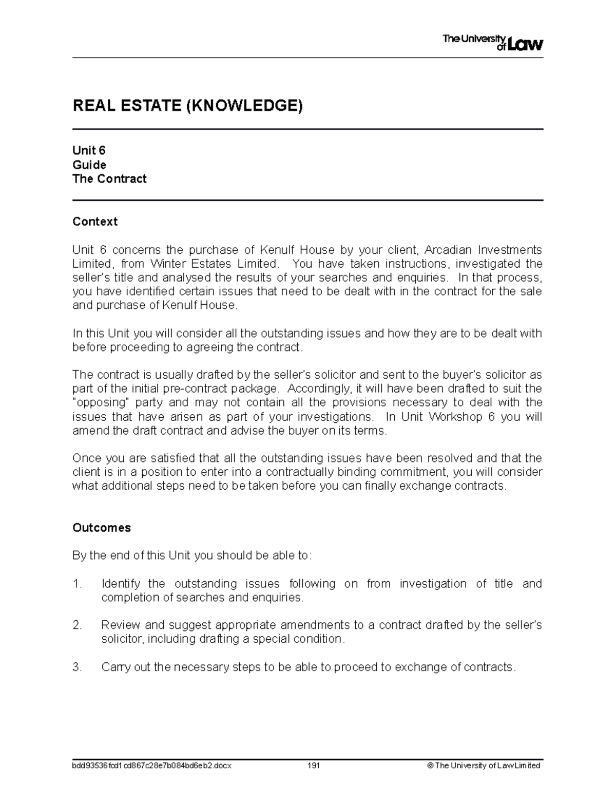2223 re ws06 ce01 guide - xxxxxxx - REAL ESTATE (KNOWLEDGE) Unit 6 ...