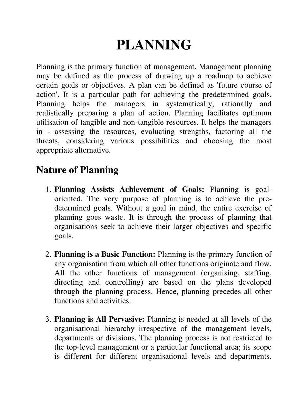 pom-mod-3-planning-nature-and-importance-of-planning-types-of