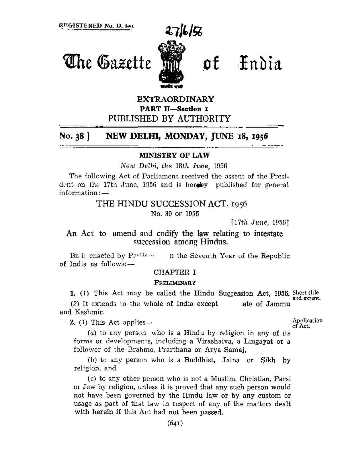 hindu-succession-act-1956-registered-no-d-221-the-gazette-of-india