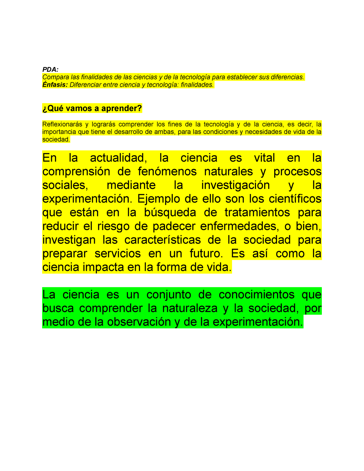 Ciencia Y Tecnologia Pda Compara Las Finalidades De Las Ciencias Y De La Tecnología Para 0668