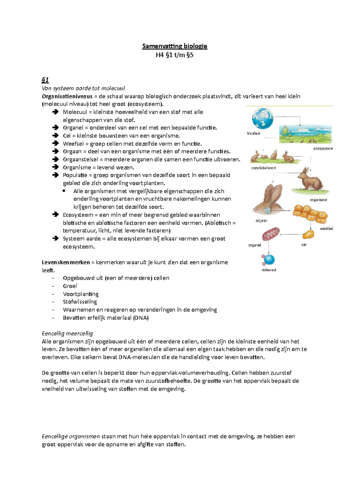 Biologie Samenvatting Hoofdstuk 4 Cel En Leven Vwo4 Nectar ...