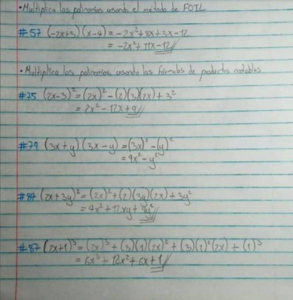 Calculos - Multiplica los pdinarios usanda el metado de FOIL #57 (-2xt3 ...