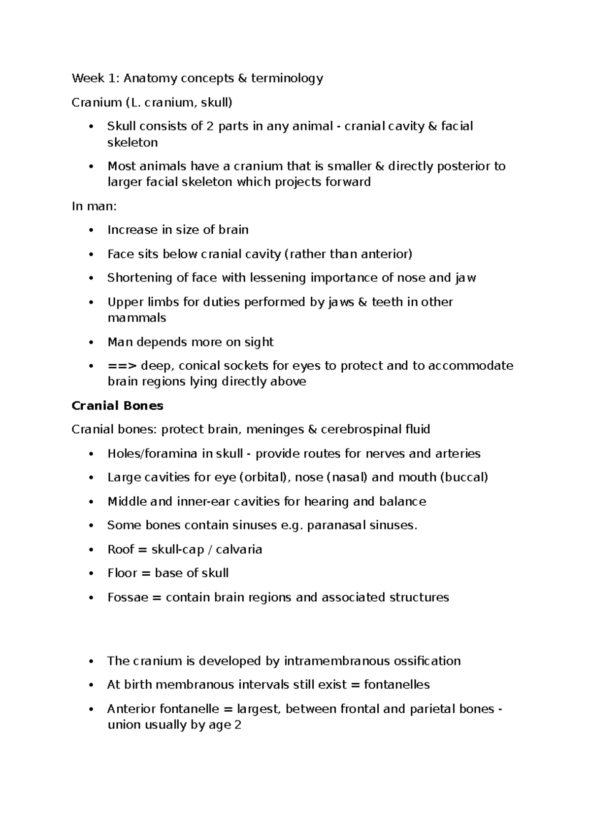 Wk 1 Hubs1107 wk 1 notes Week 1 Anatomy concepts & terminology
