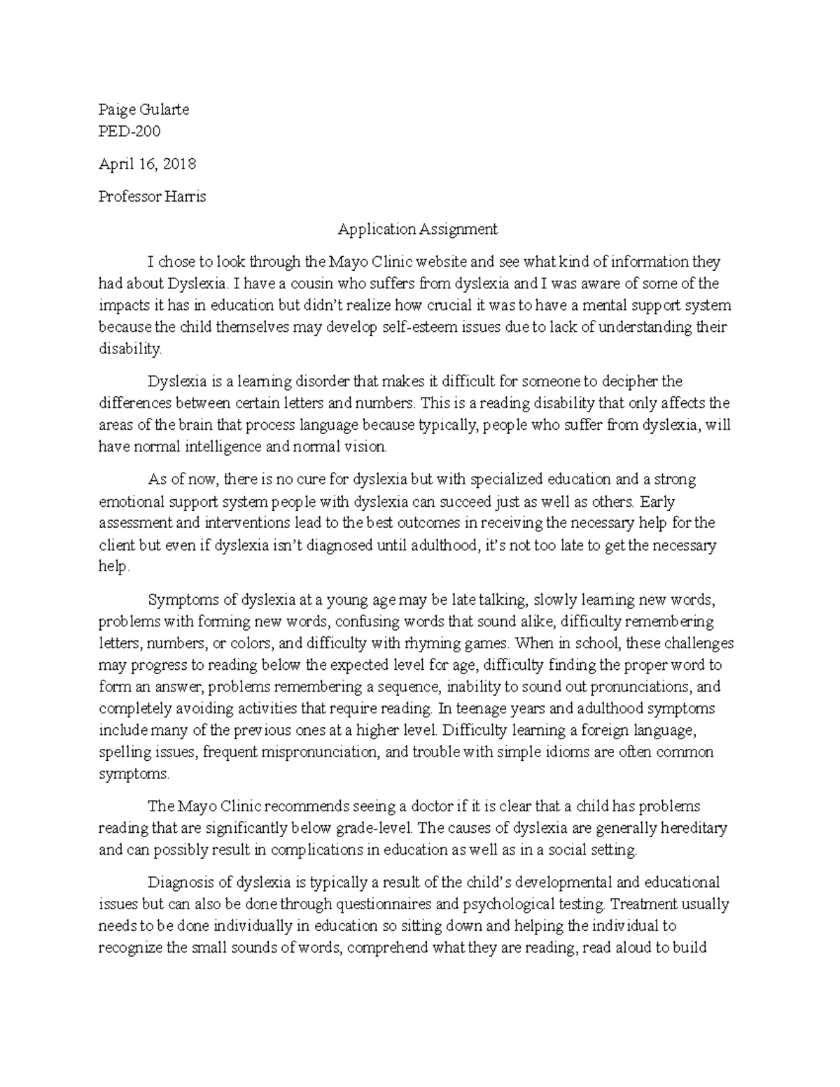 PED- Application Assignment 8 - Paige Gularte PED-200 April 16, 2018 ...