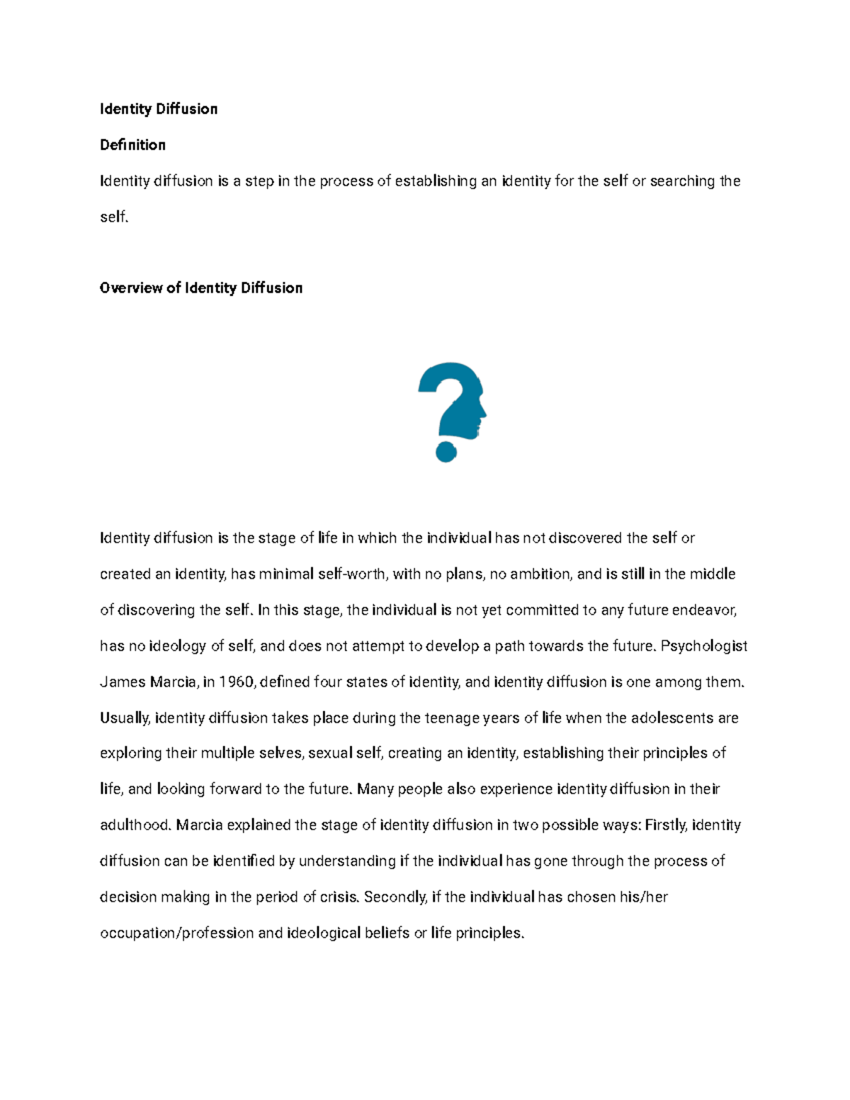 PSYC 2346 winter Session -Identity Diffusion Disscn - BUSI 5703 - Dal ...