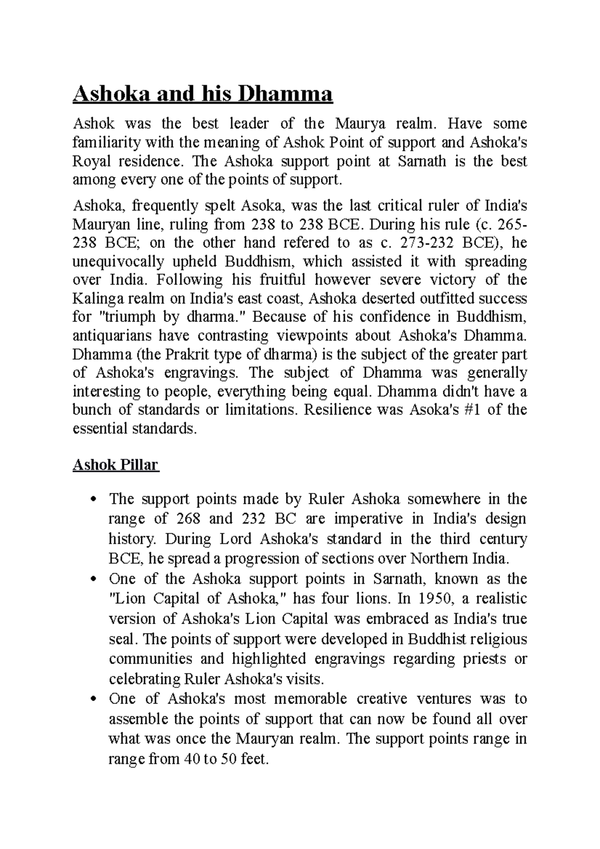 Ashoka and his Dhamma Ashoka and his Dhamma Ashok was the best leader