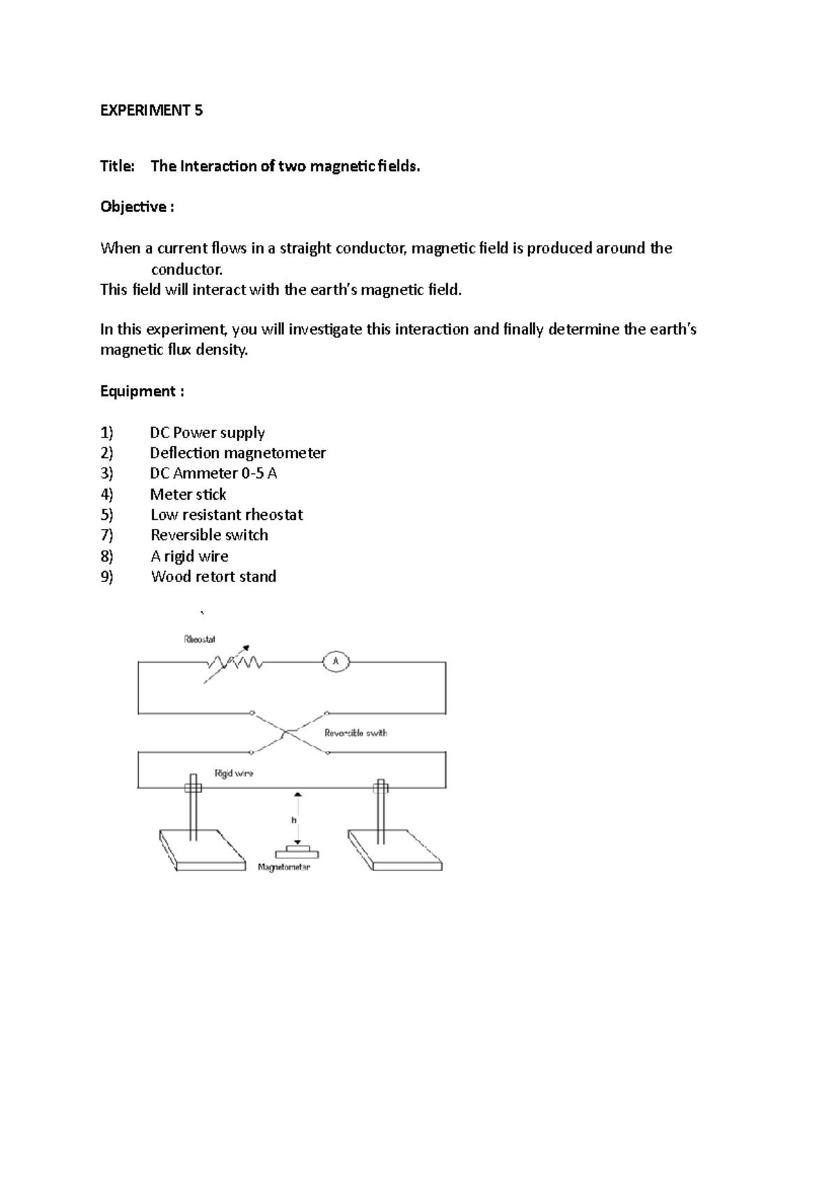 Lab 5 Field EXPERIMENT 5 Title The Interaction of two