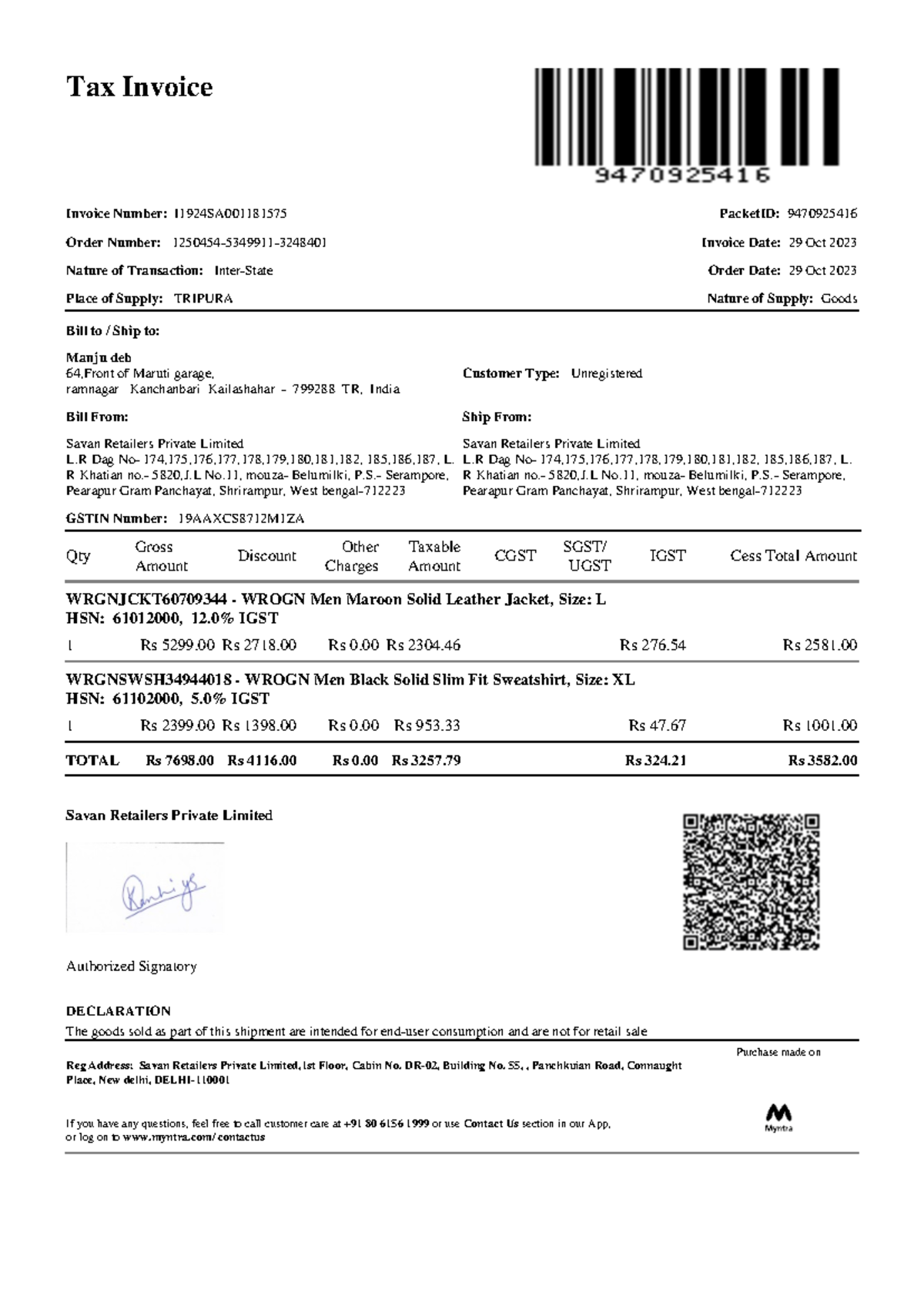 Item Invoice Download-1 - Tax Invoice Invoice Number: I1924SA001181575 ...