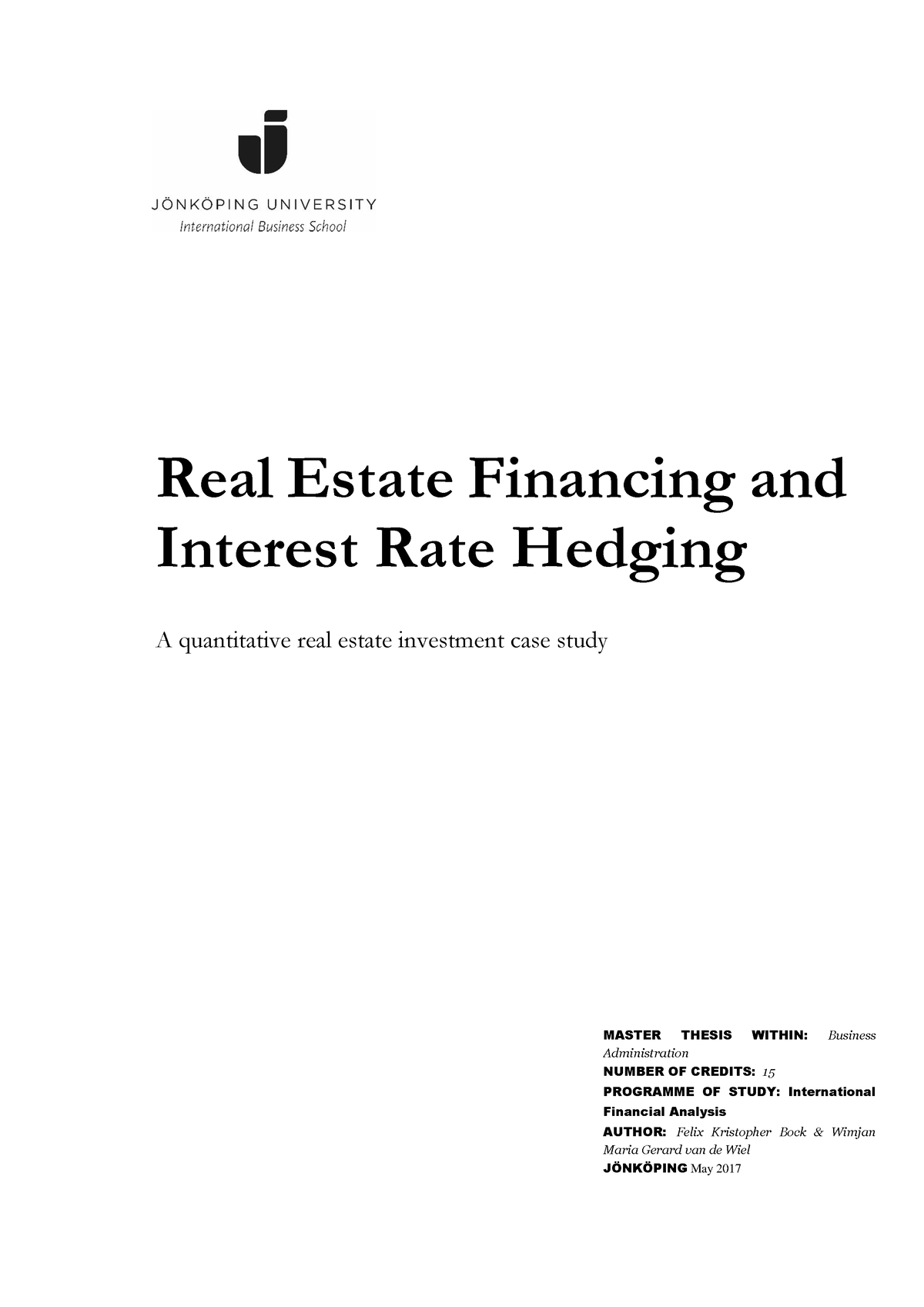 master thesis topics real estate